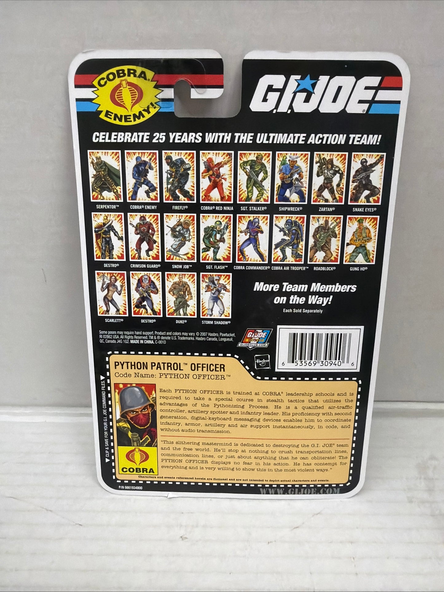GI Joe 25th Anniversary Python Patrol Officer 2007 MOC Sealed