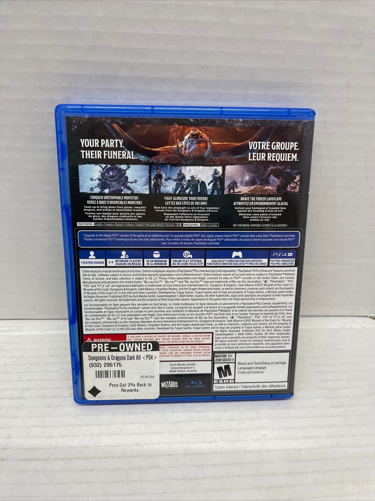 Dungeons & Dragons Dark Alliance - Sony PlayStation 4 Clean Disc Tested