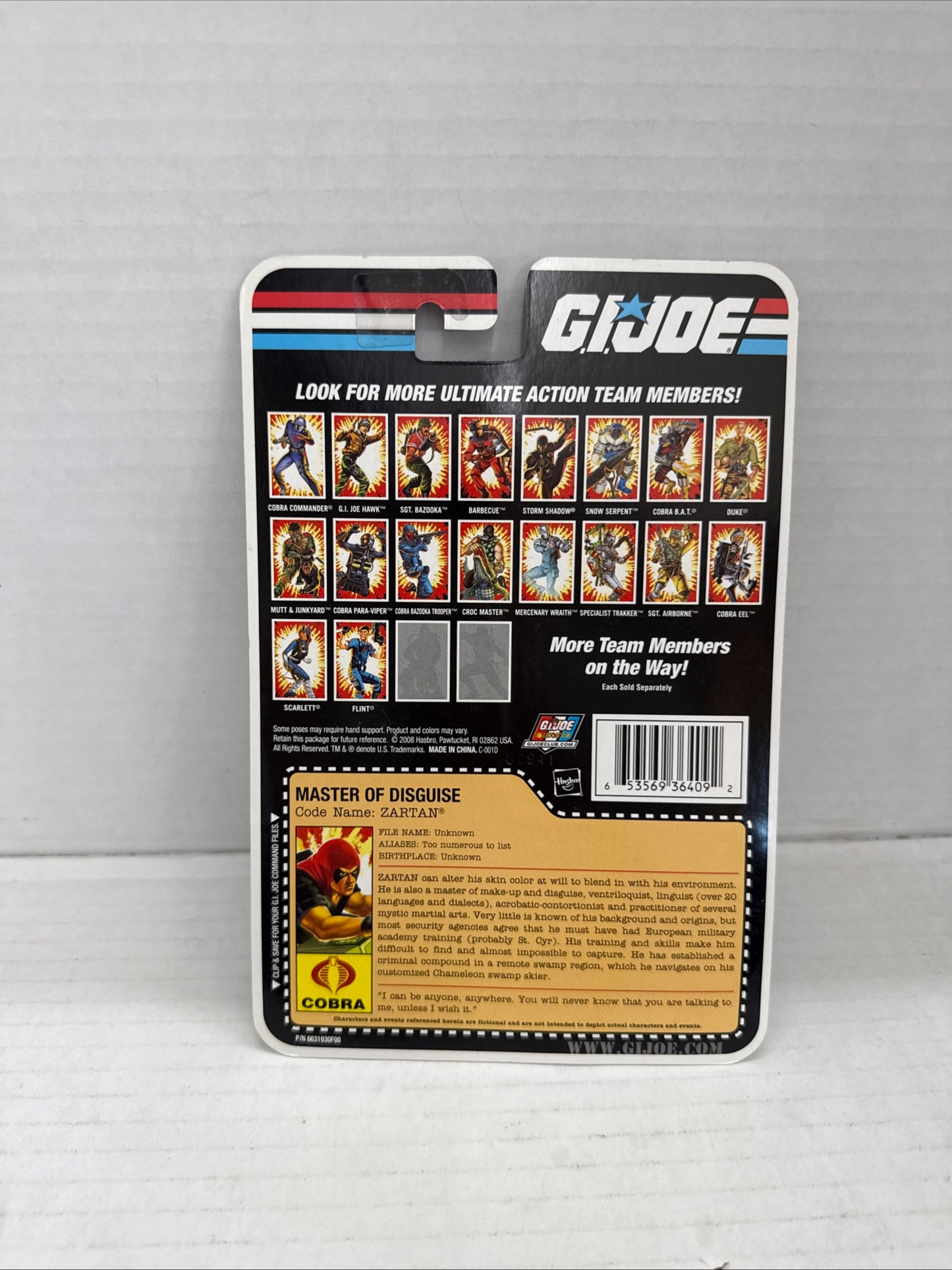 GI JOE 25TH ANNIVERSARY COBRA MASTER OF DISGUISE ZARTAN SWAMP SKIER FIGURE