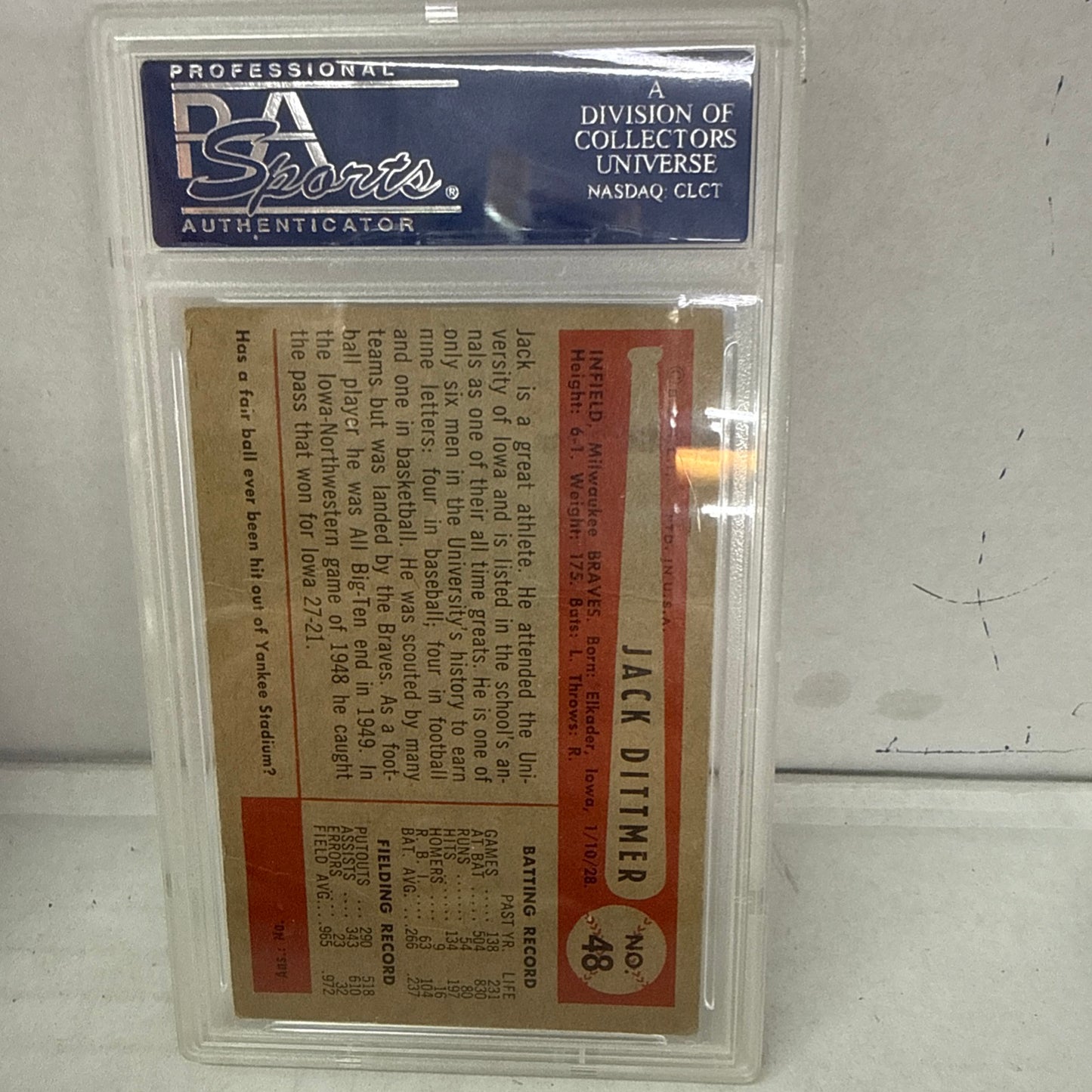 1954 BOWMAN # 48 JACK DITTMER BRAVES PSA 2