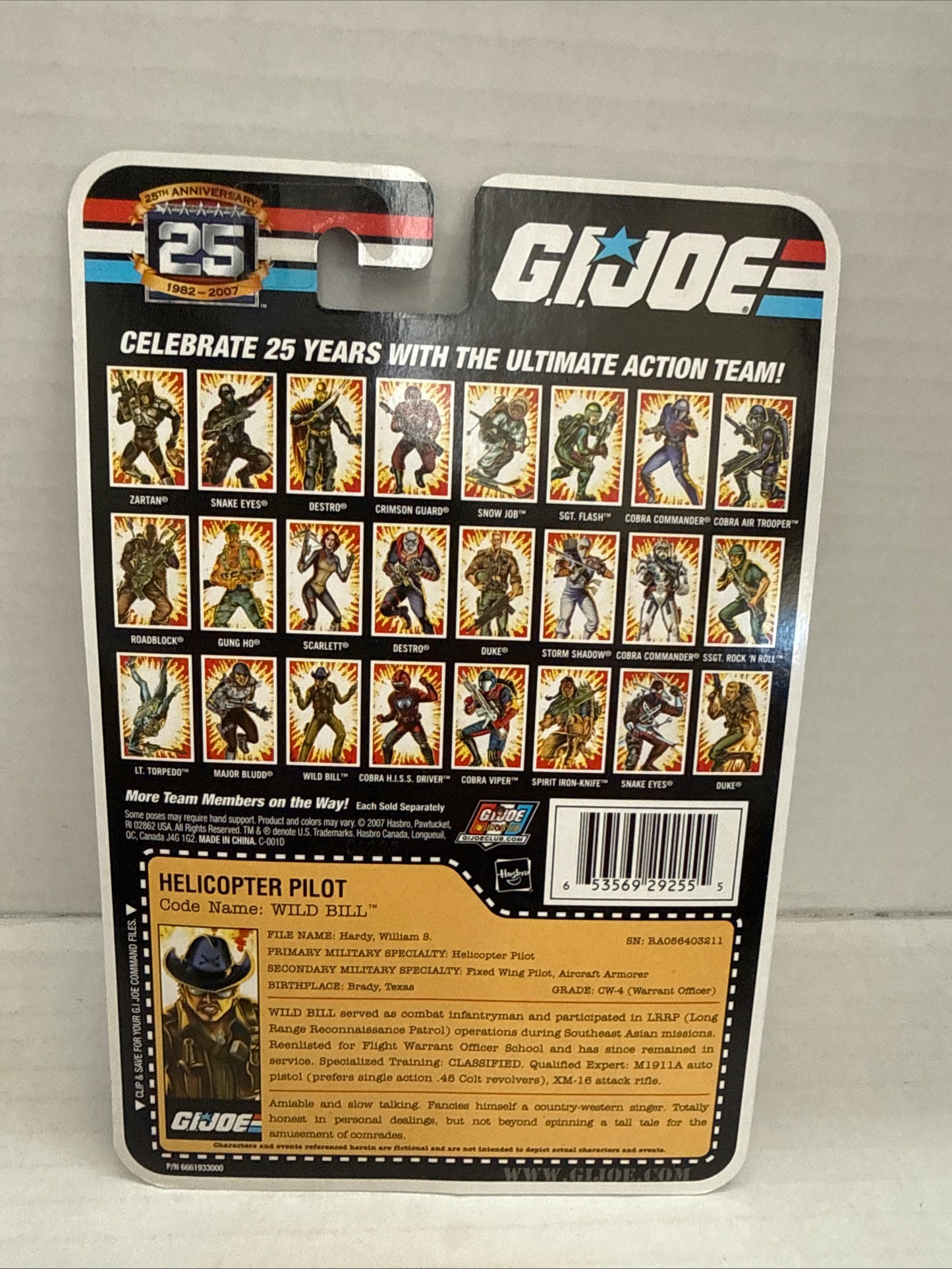 Hasbro G.I. Joe 25th Anniversary WILD BILL 3.75" Action Figure Brand New Sealed