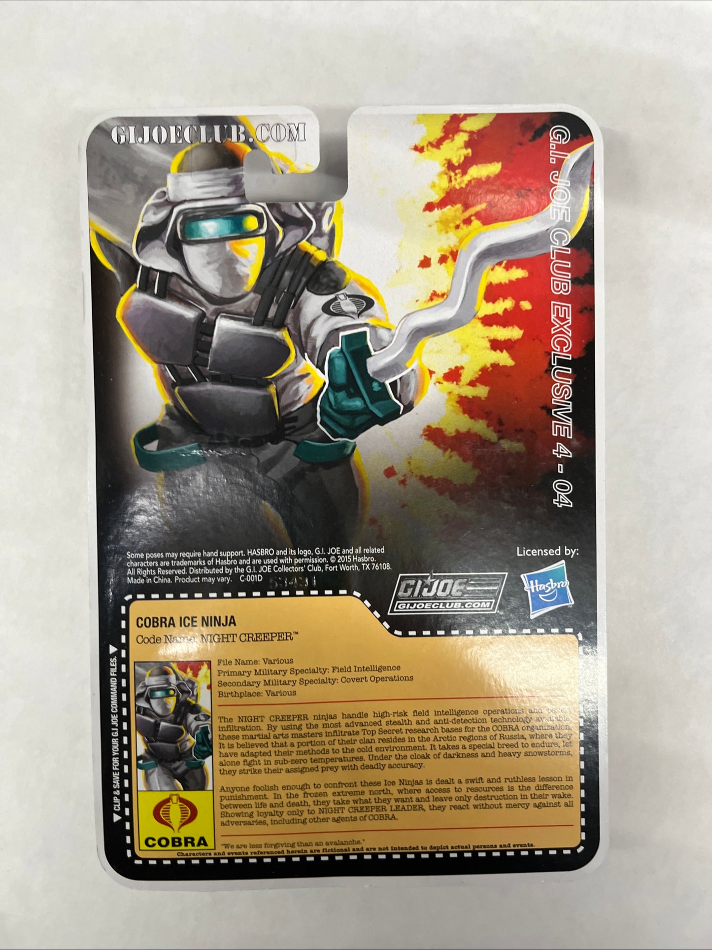 GIJCC GI Joe FSS 4 Cobra Ice Ninja Night Creeper New on Sealed Card