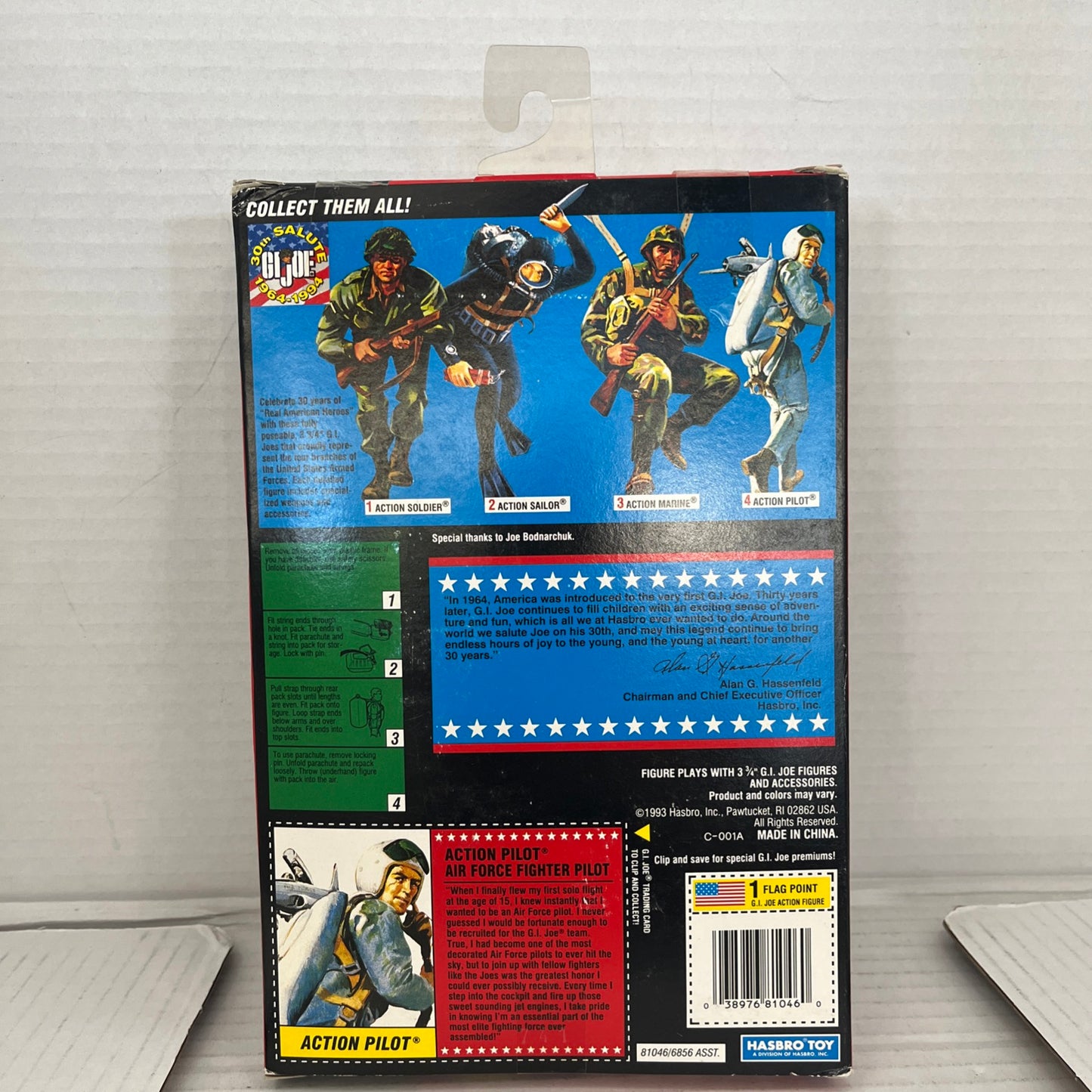 Vintage 1993 Hasbro G.I. Joe Action Pilot Air Force Fighter Figure Toy Misb