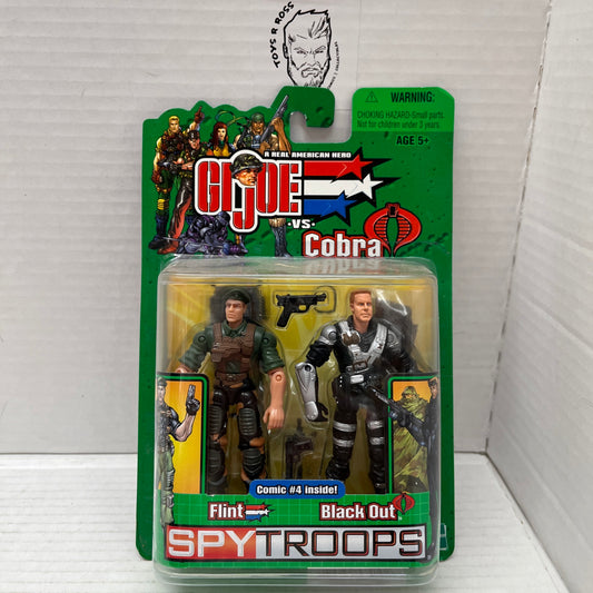 GI JOE ~ 2003 BLACK OUT & FLINT ~ SPY TROOPS ~ MOC MOSC NEW