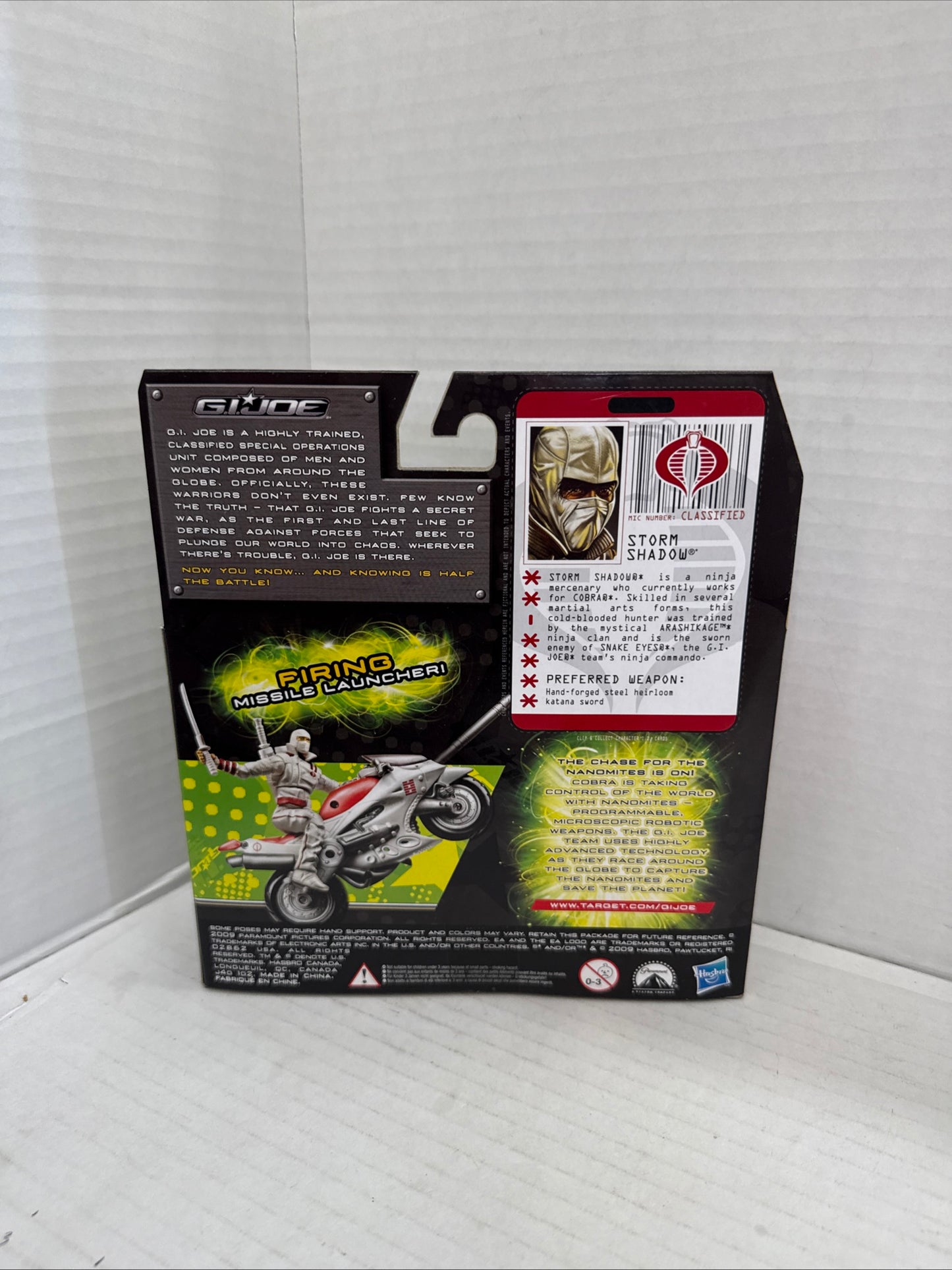 GI Joe The Rise of Cobra Storm Shadow w/ Arashikage Cycle Figure 2009 NEW Sealed