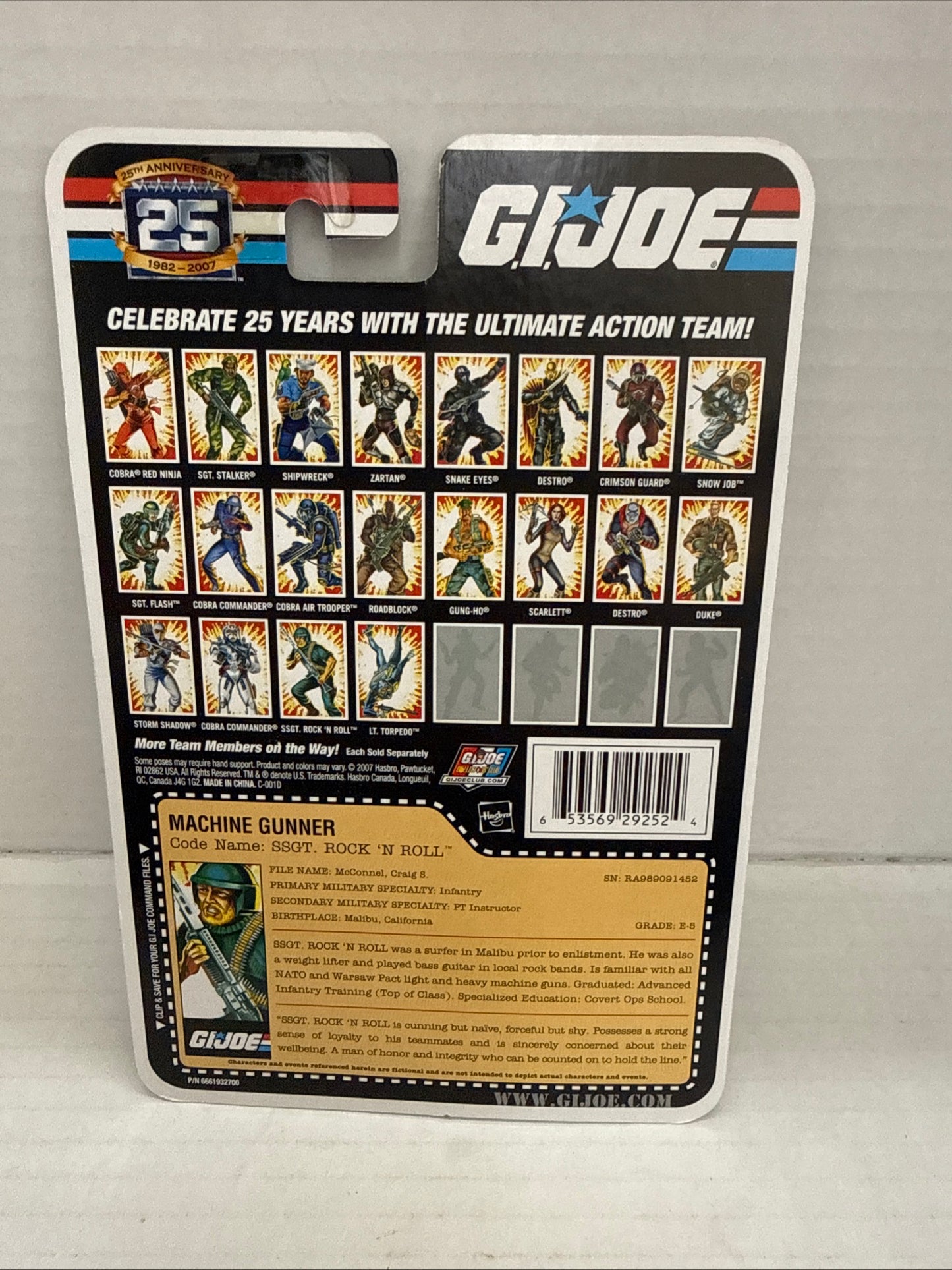 2008 GI Joe ROCK N’ ROLL Foil 25th Anniversary SSGT. Machine Gunner 3.75”