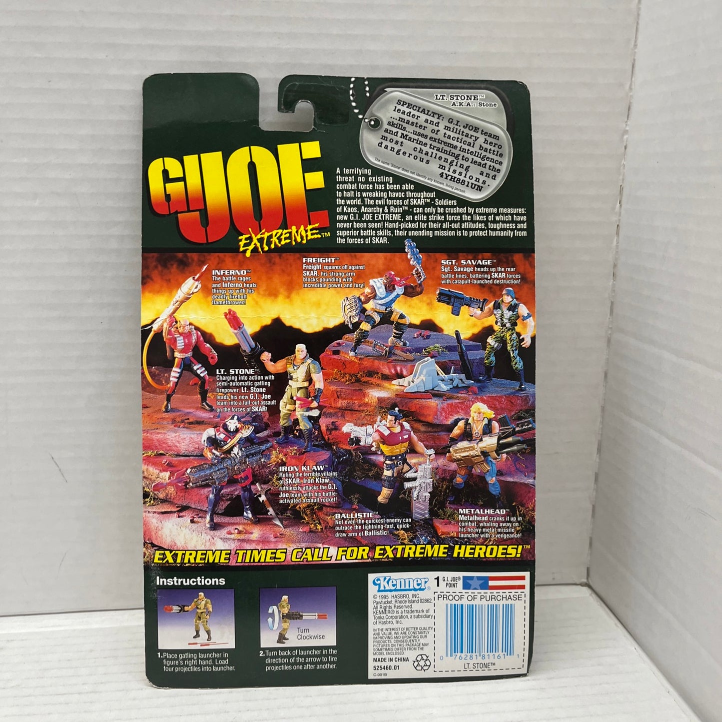 G.I. Joe Extreme Lt Stone Semi-Automatic Gatling FirePower Hasbro Action Figure