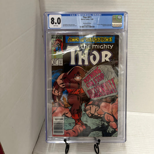 Thor #411 CGC 8.0 w/ WHITE PAGES from 1989! Marvel 1st app New Warriors