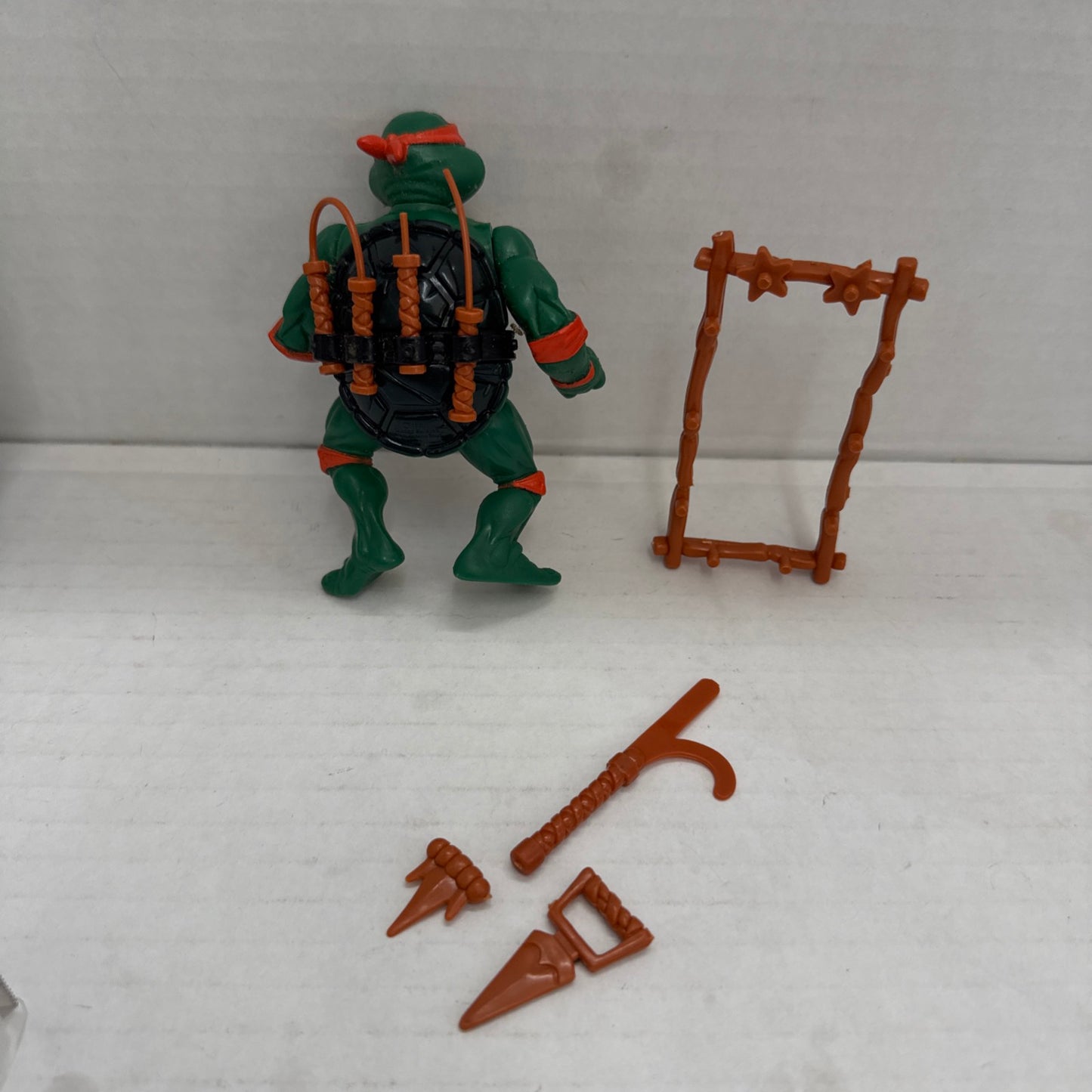 Vintage 1988 TMNT MICHAELANGELO Figure With Weapons - COMPLETE SET Broken Chuck