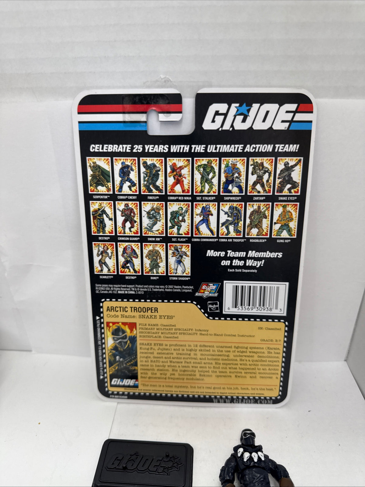 G.I. JOE SNAKE EYES ARCTIC TROOPER HASBRO 25TH ANN. 3.75" FIGURE Opened