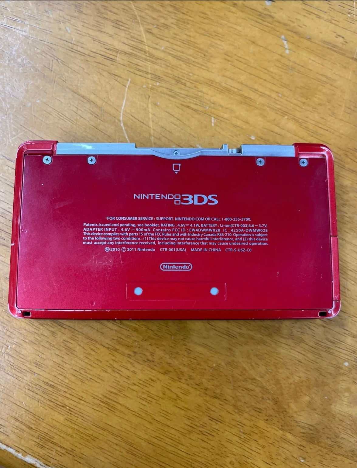 Nintendo 3DS rHandheld Console Red Charger, Card, 3 Games! NO STYLUS.