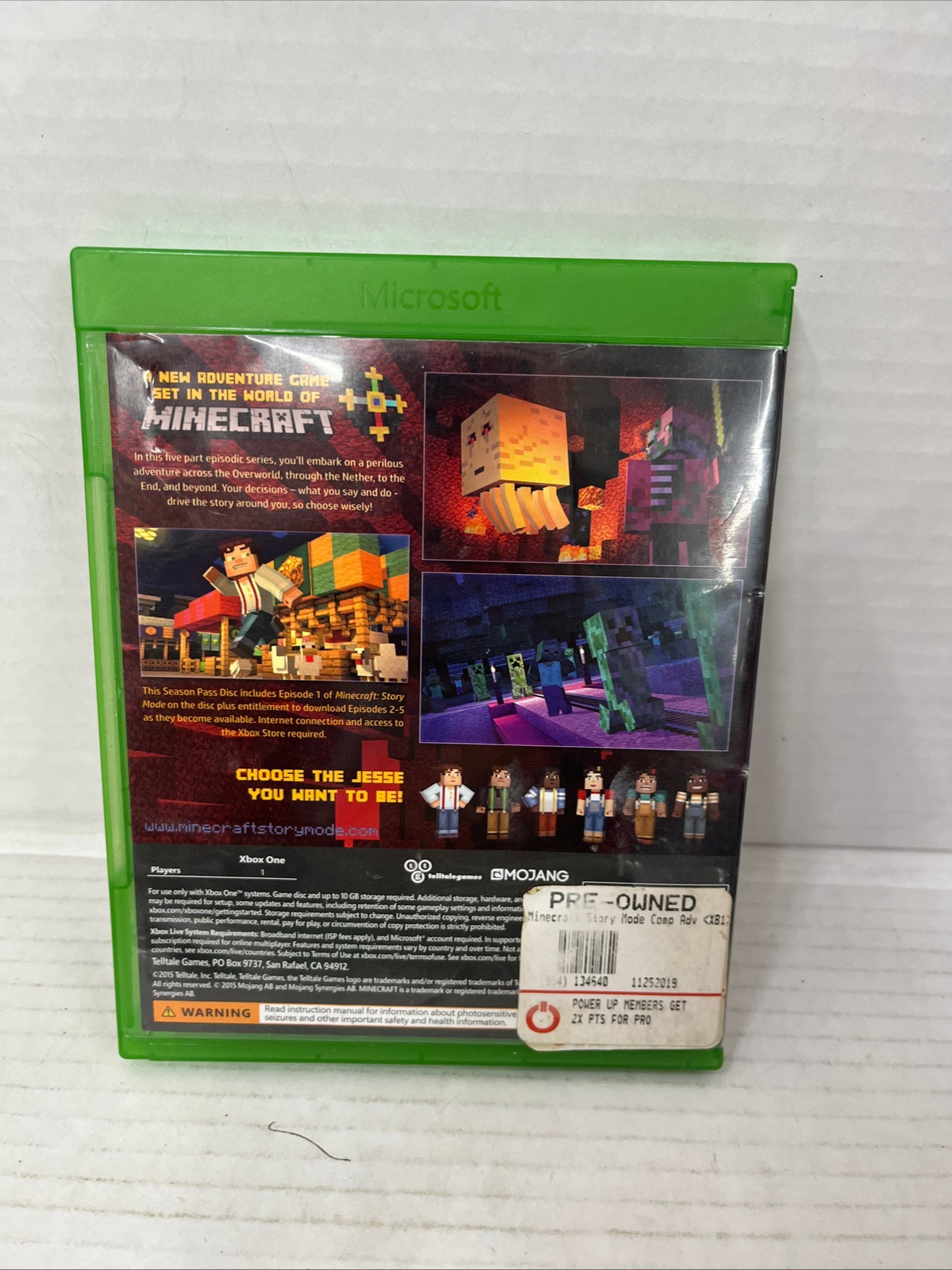 Minecraft: Story Mode -- Season Pass Disc (Microsoft Xbox One, 2015) CIB