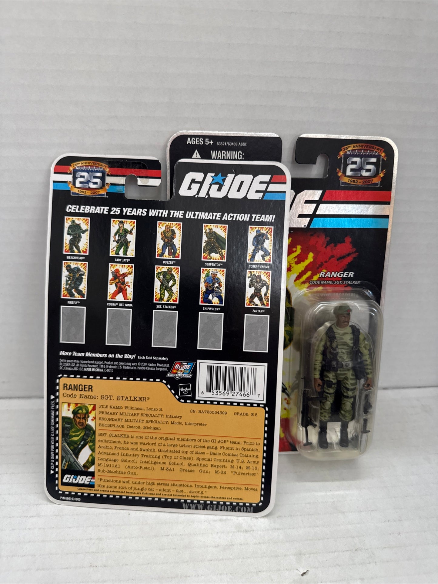 GI Joe 25th Anniversary Ranger SGT Stalker 3.75 Inch Action Figure Foil Card
