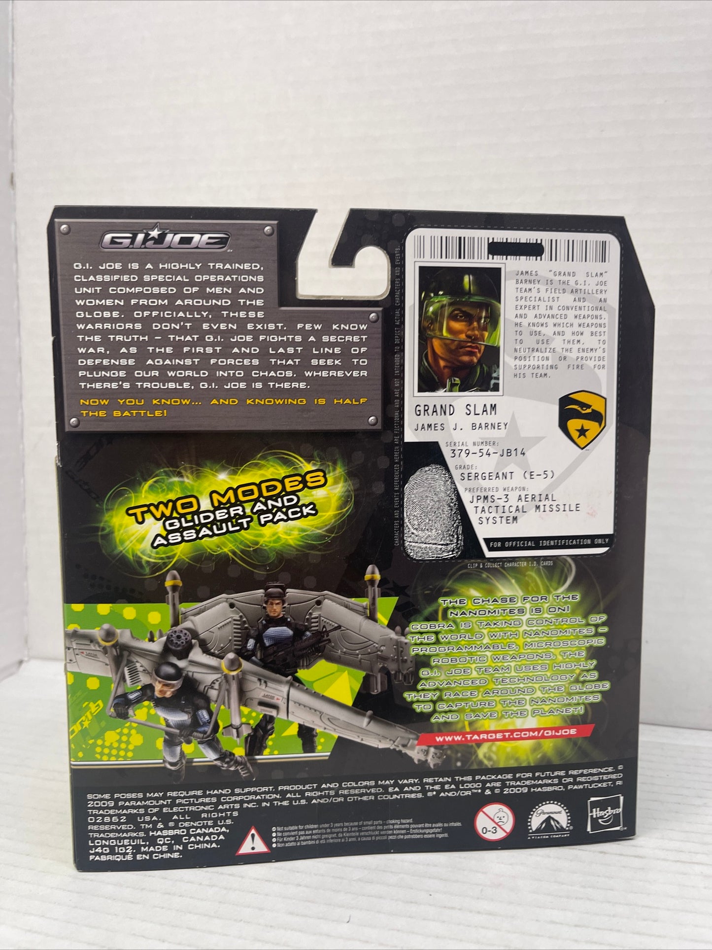 GI JOE The Rise of Cobra James "Grand Slam" Barney with Air Assault Glider 2009