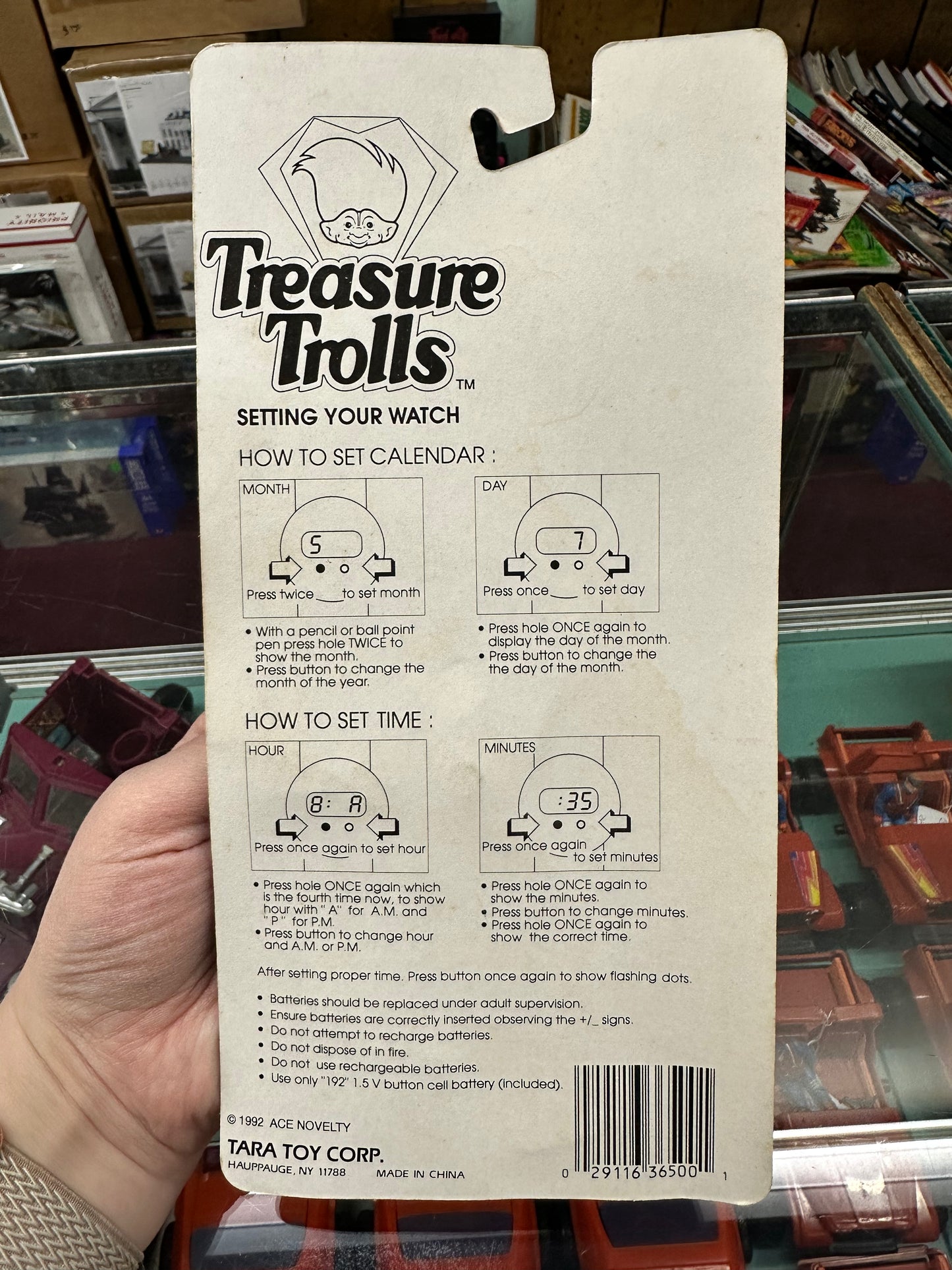 VTG 1992 Treasure Trolls LCD Watch Ace Novelty MOC Purple/Pink & Green