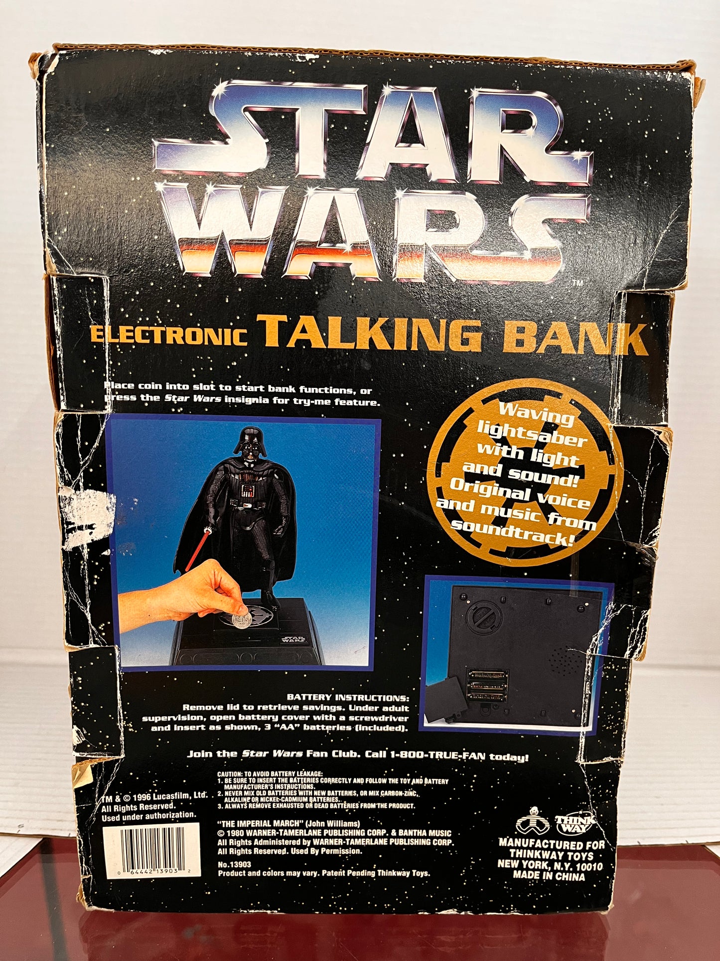 Vintage 1996 Thinkway Toys Star Wars Darth Vader Electronic Talking Bank In Box