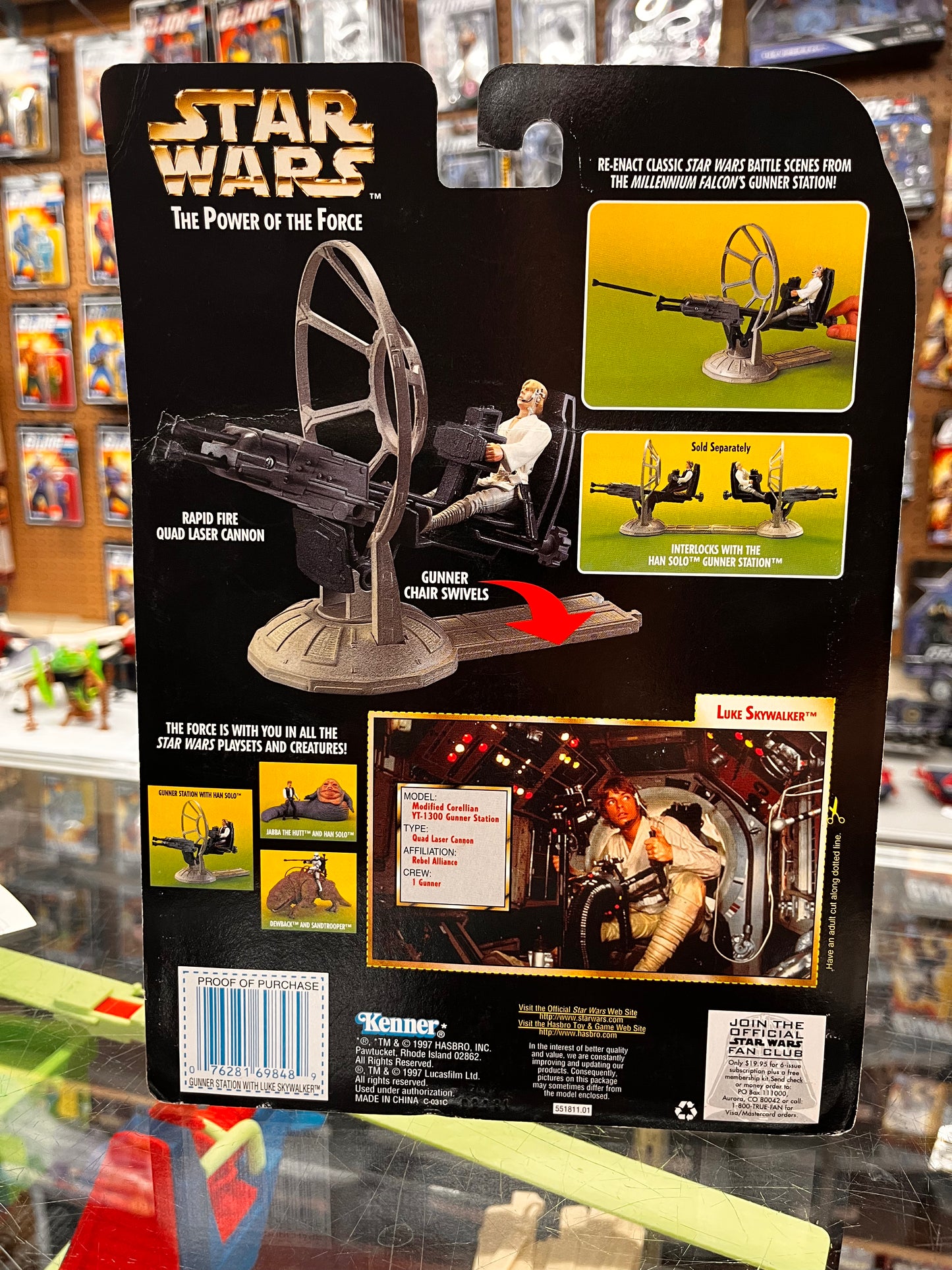 Star Wars Power of the Force POTF Green Card Luke Skywalker w/Gunner Station