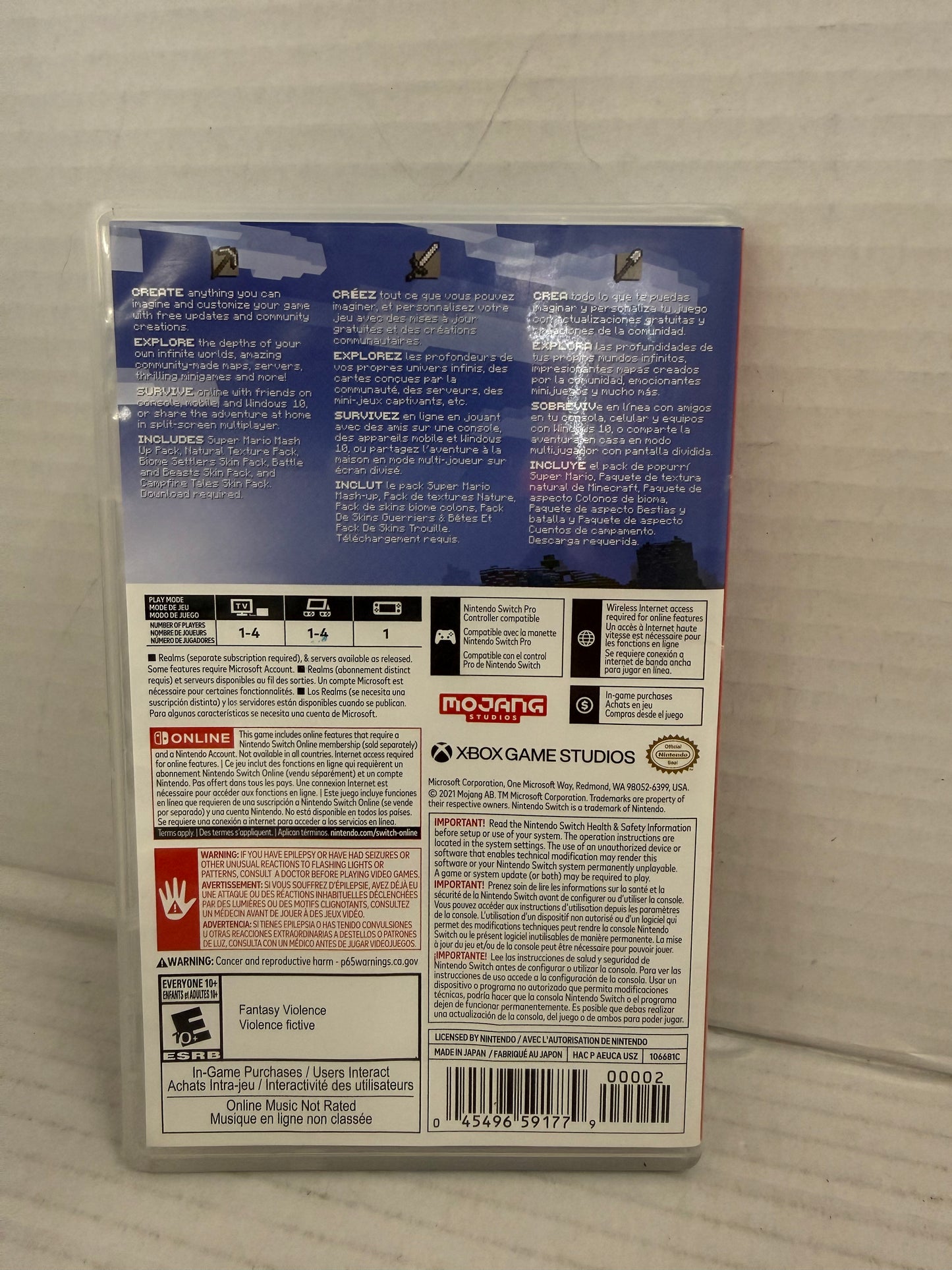 Minecraft (Nintendo Switch, 2017) –Cartridge + Case & Cover