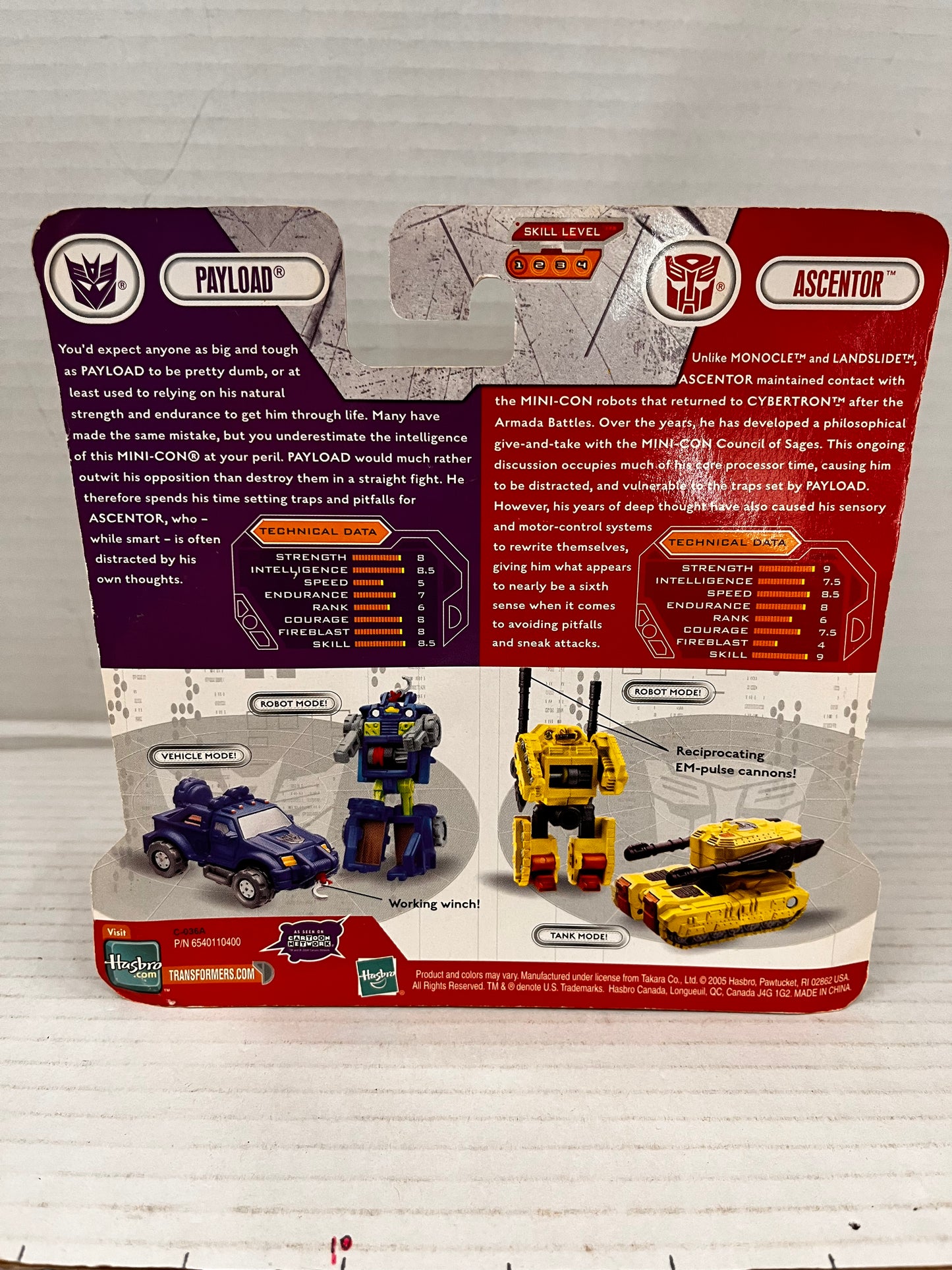 Hasbro 2005 Transformers Cybertron Mini-Con Class Figure PAYLOAD Vs ASCENTOR