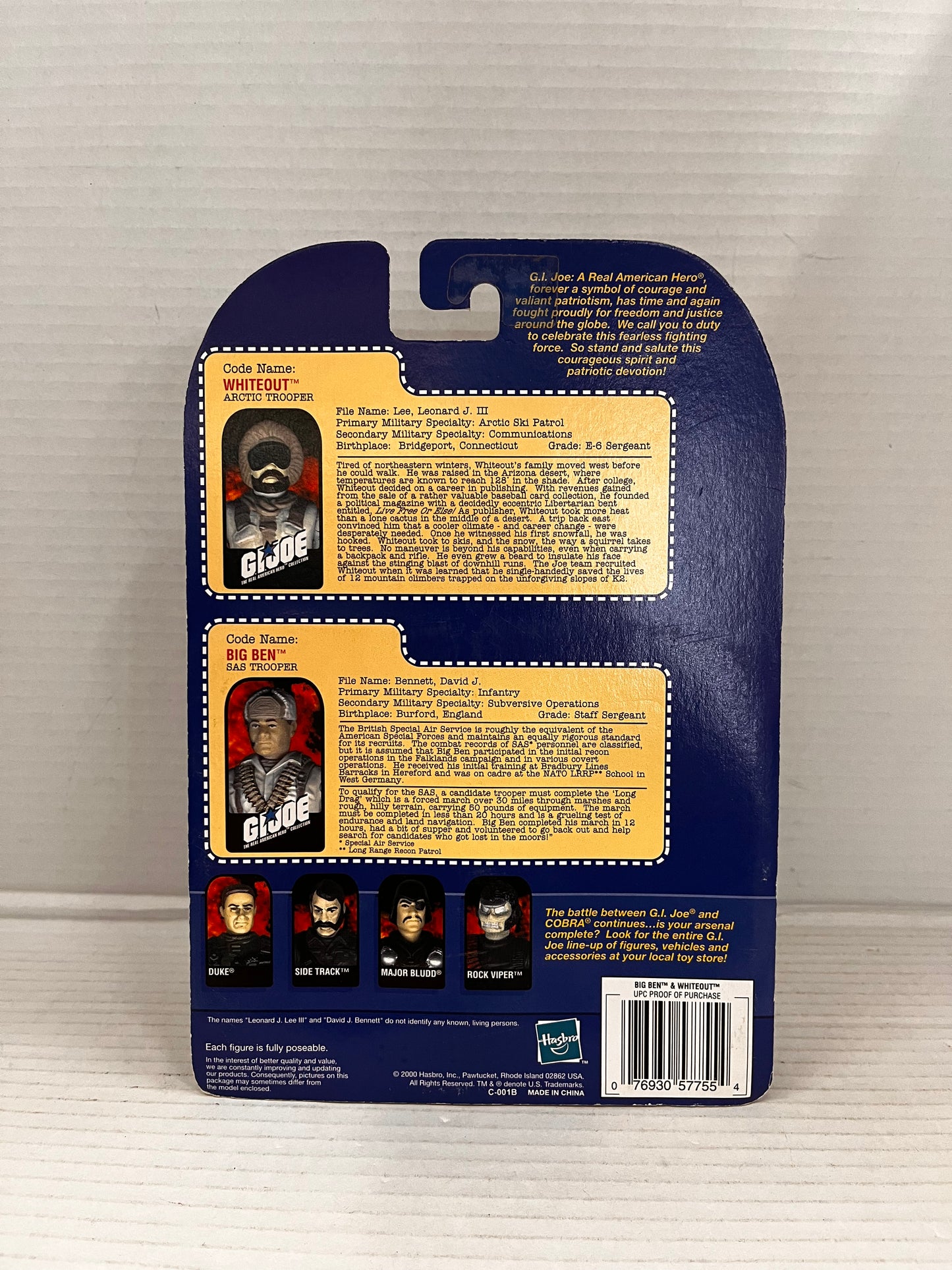 GI G.I. Joe ARAH 2000 Special Collector's Edition BIG BEN and WHITEOUT