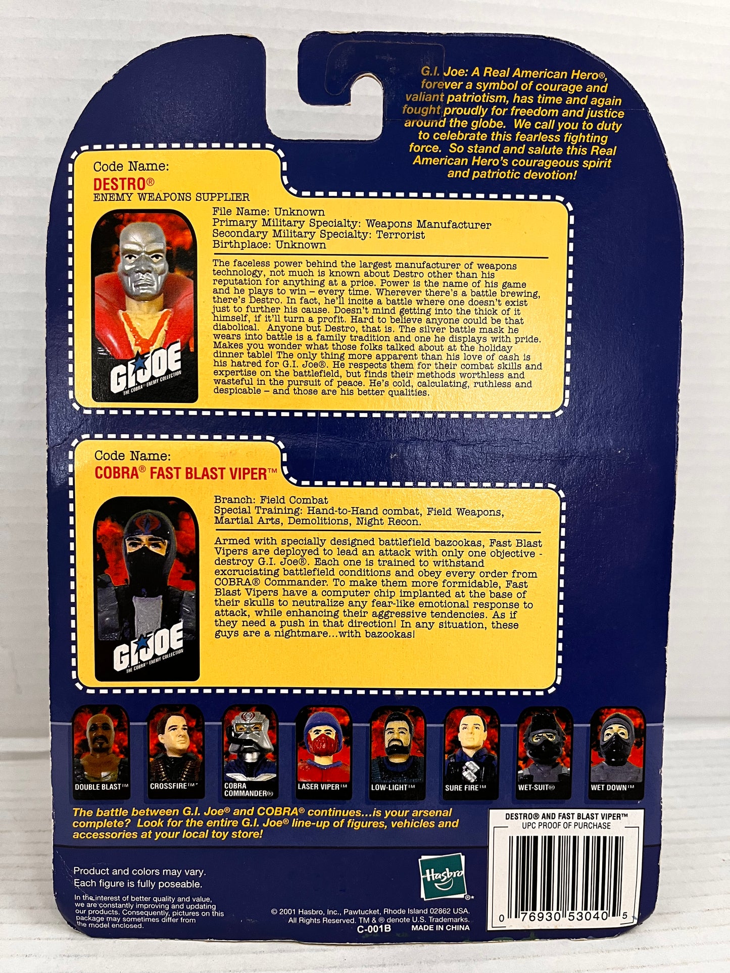 GI JOE ARH DESTRO & FAST BLAST VIPER, Collector's Special Edition 2 Pack, 2001