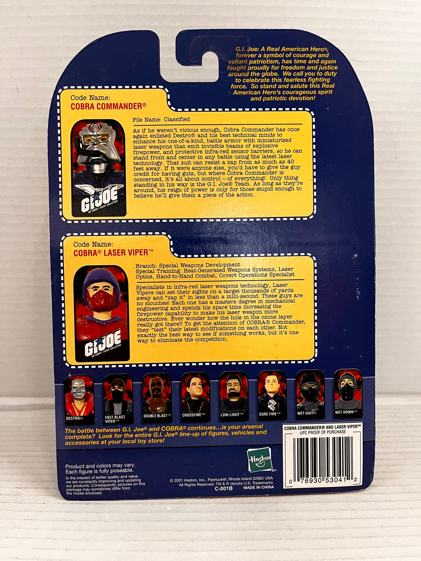 Hasbro 2001 G.I. Joe Cobra Commander and Laser Viper 2 GI Joe Action Figures MOC