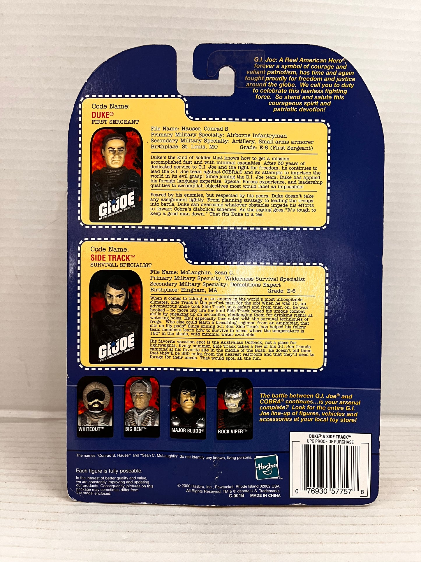 Hasbro 2000 G.I. Joe Duke and Side Track 2 GI Joe Action Figures MOC