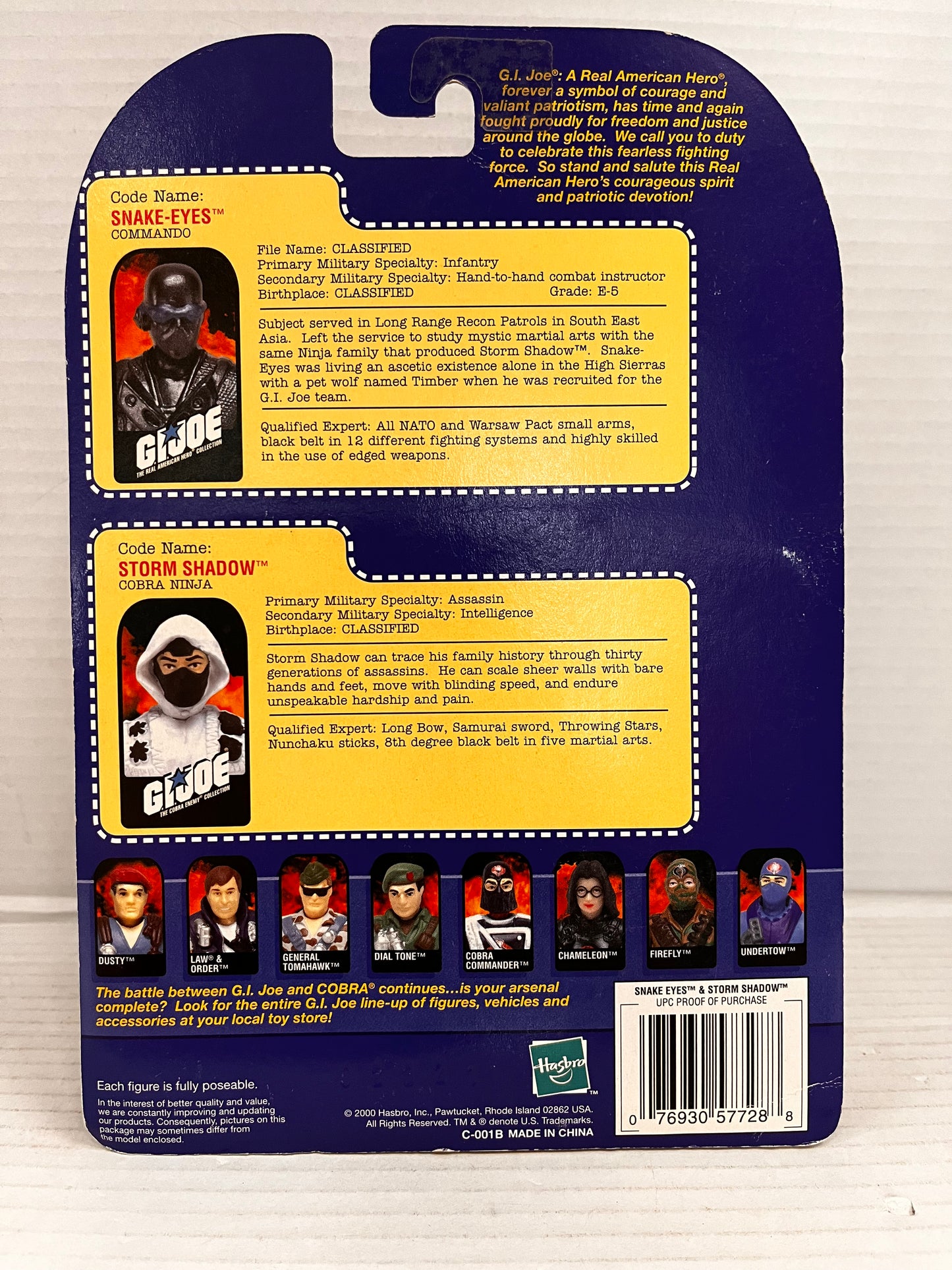 Hasbro 2000 G.I. Joe Snake-Eyes and Storm Shadow 2 GI Joe Action Figures MOC