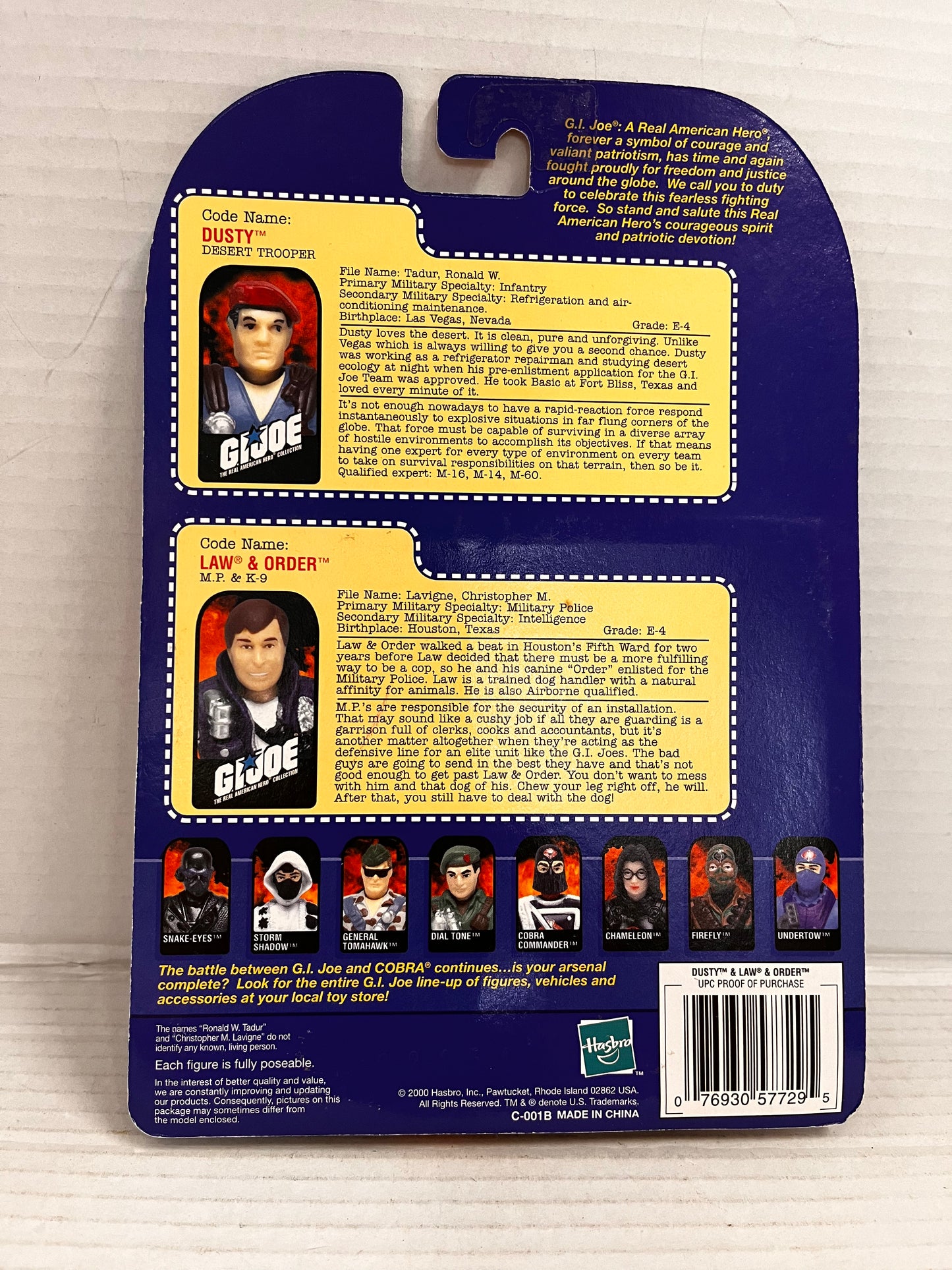 GI G.I. Joe ARAH 2000 Special Collector's Edition DUSTY and LAW & ORDER MOC
