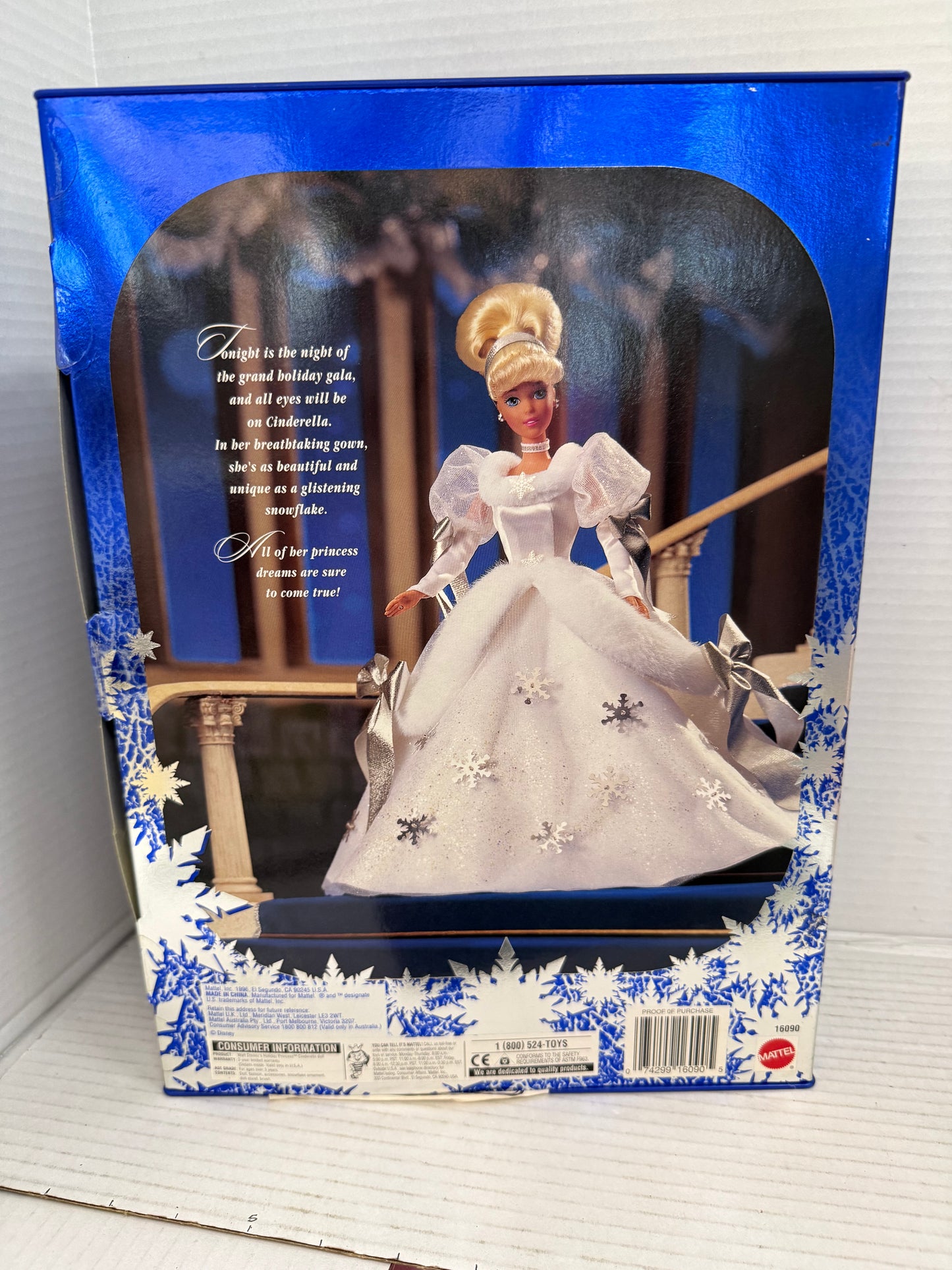 1996 Disney Cinderella Barbie Doll 16090 Holiday Princess Special Edition Mattel