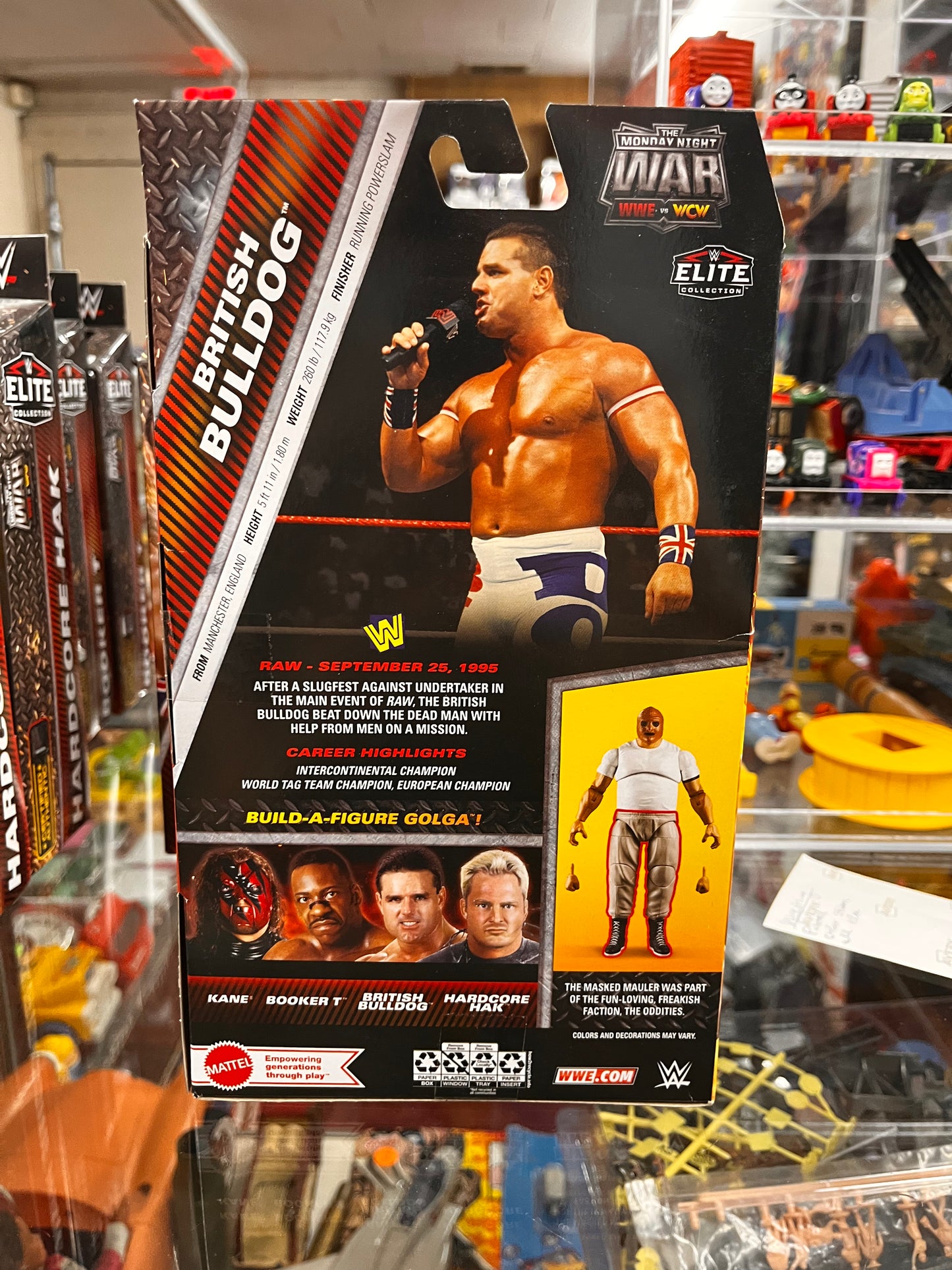 WWE British Bulldog Elite The Monday Night Wars Wrestling Figure w Golga BAF NIB