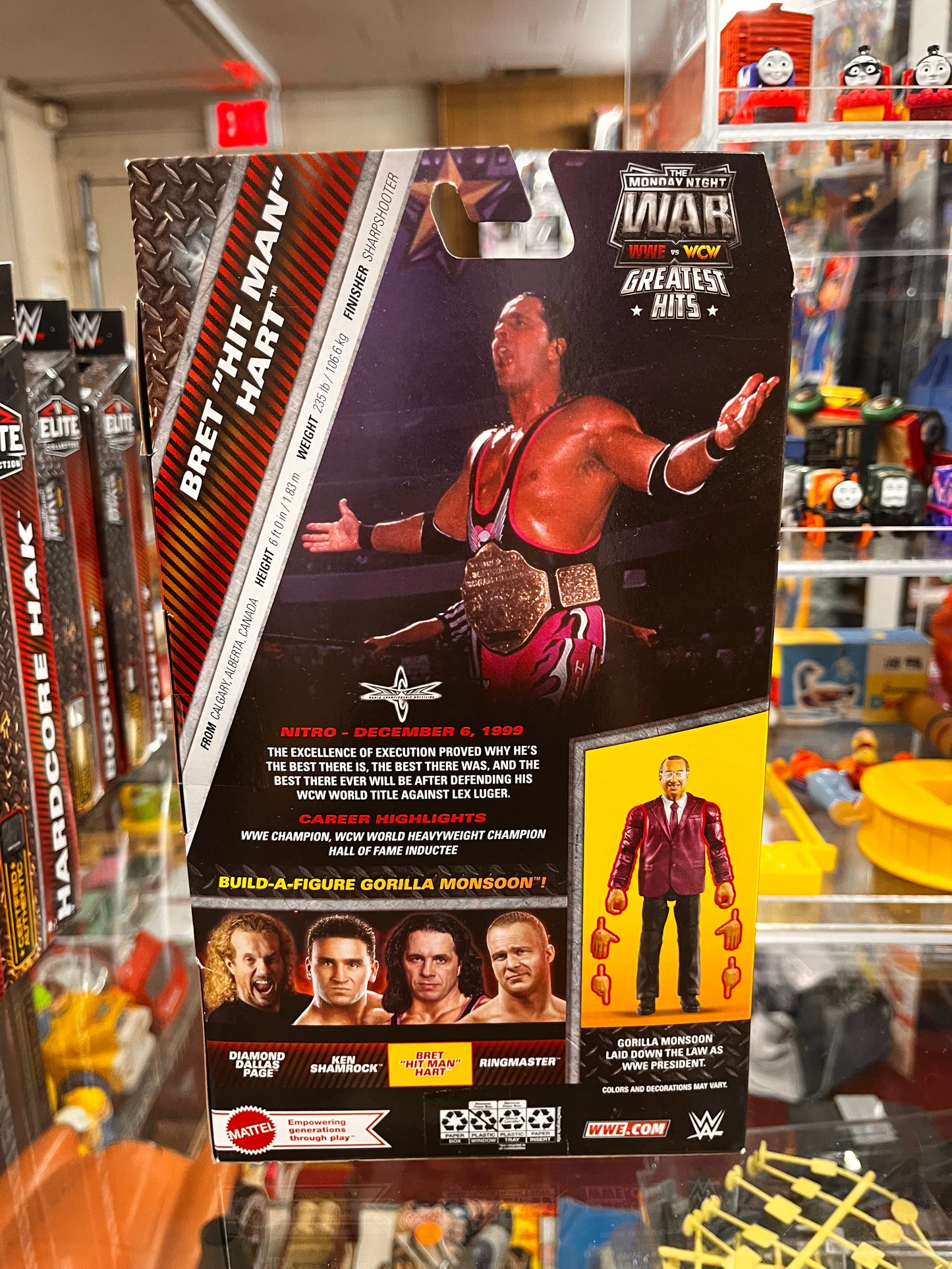 WWE ELITE MONDAY NIGHT WAR BRET HITMAN HART + GORILLA MONSOON BAF PIECE **NEW**
