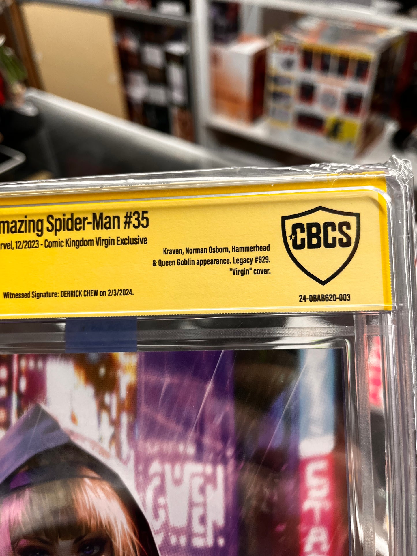 Amazing Spider Man 35 Derrick Chew Virgin Cover CBCS 9.8 Signed By Derrick Chew