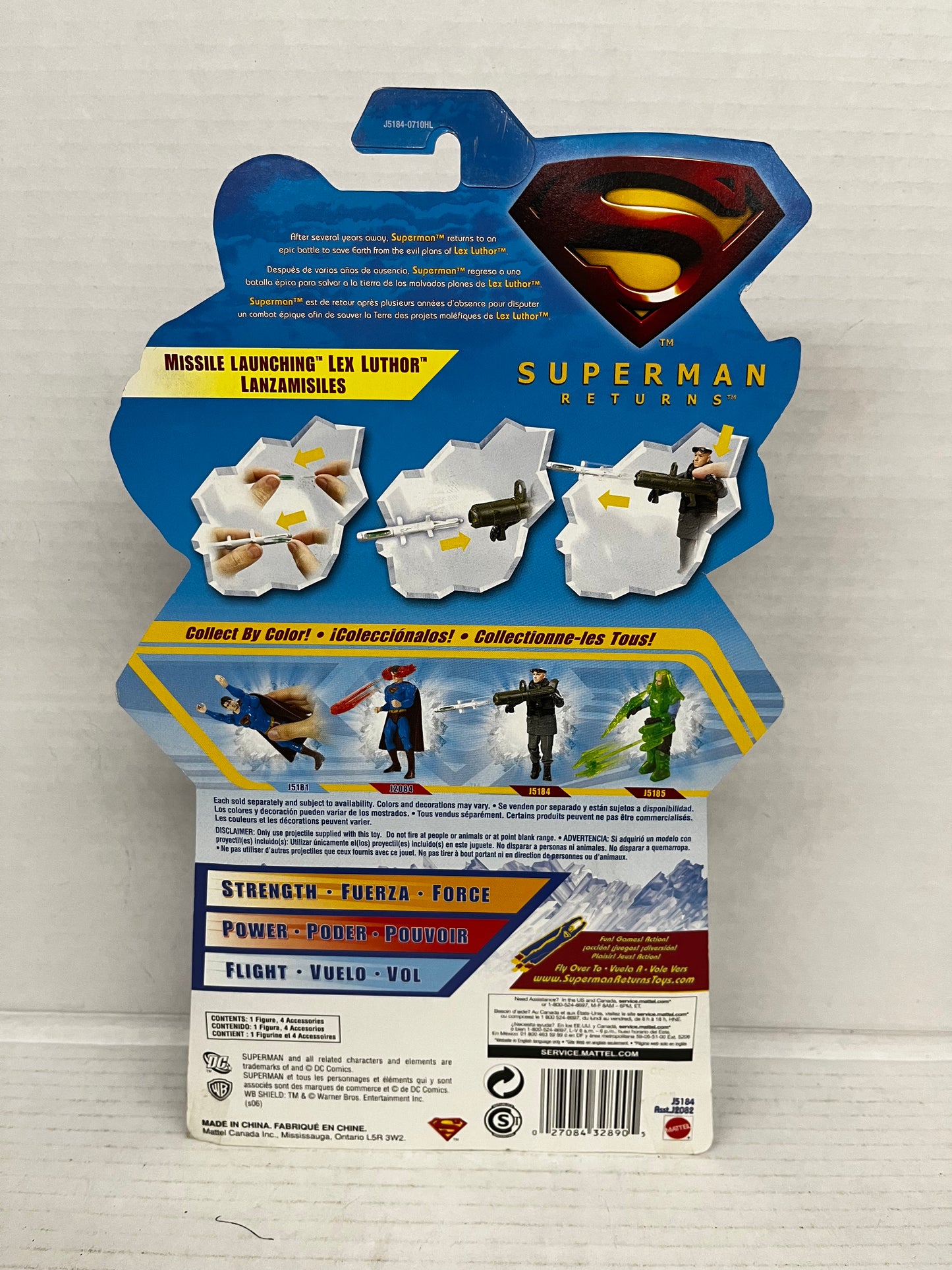 Mattel 2006 DC Superman Returns Missile Launching Lex Luthor 5" Figure Sealed