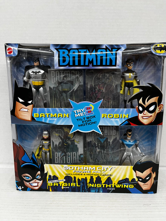 GOTHAM CITY Figure Pack - TAS Batman Robin Batgirl Nightwing MIB Unopened 2003