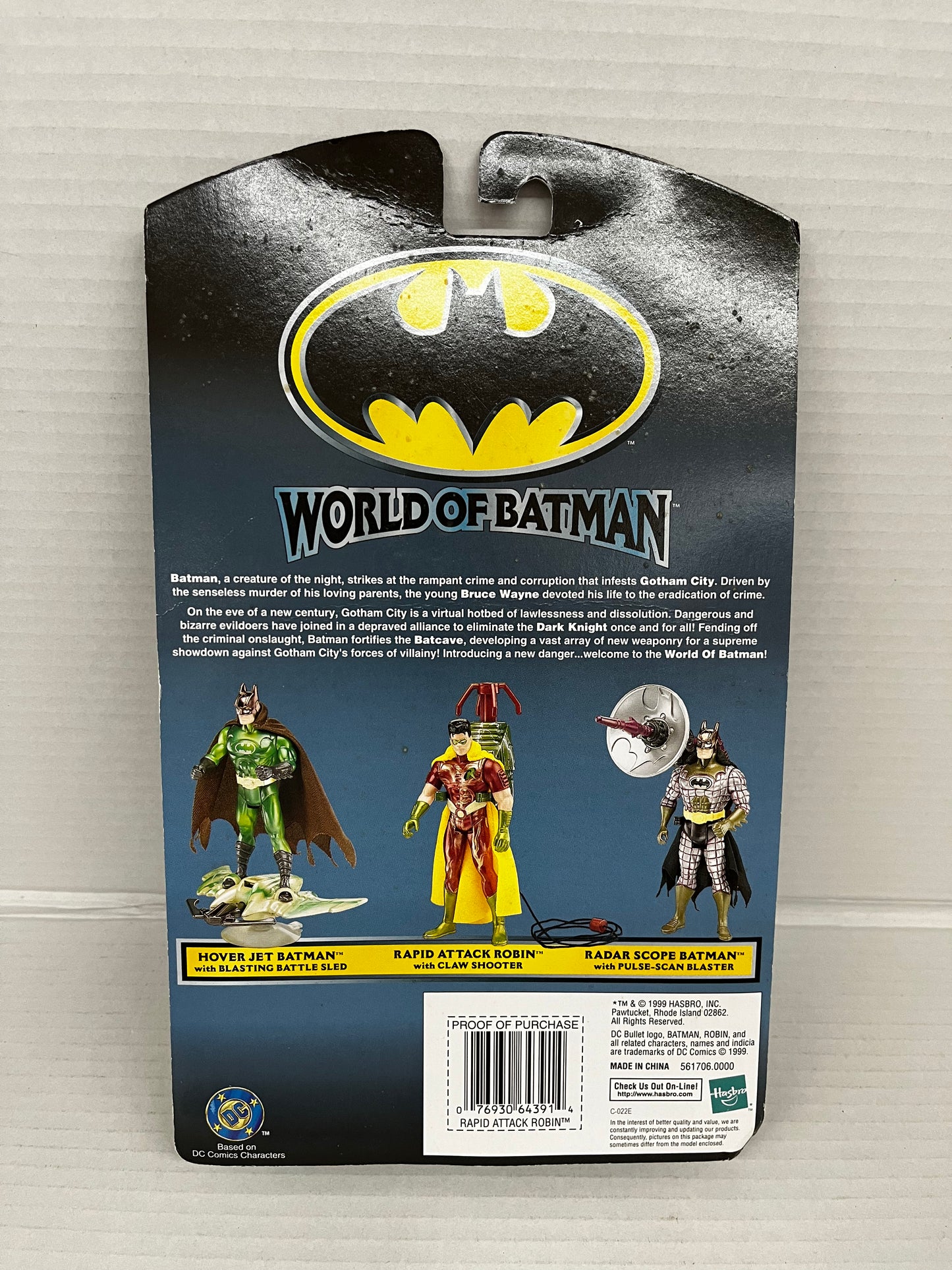 World of Batman: RAPID ATTACK ROBIN 4" Figure with Claw Shooter! (1999, Hasbro)