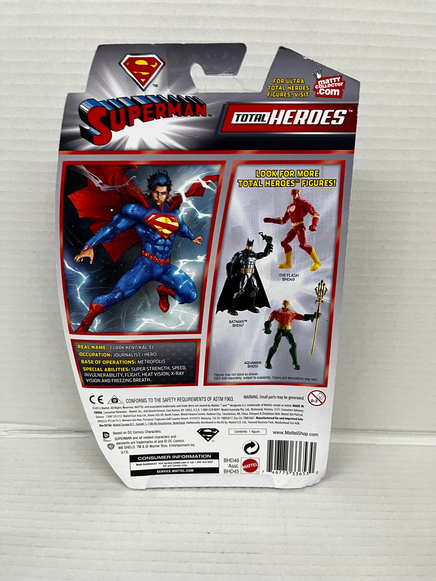 SUPERMAN DC Comics TOTAL HEROES Mattel 6" Action Figure 2013 NIB