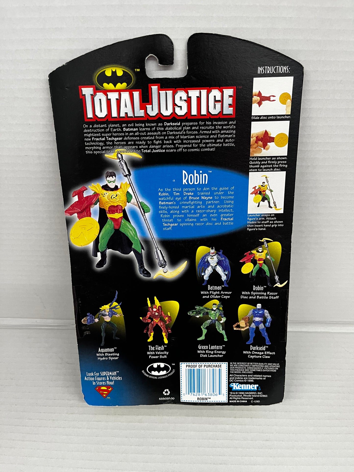 NEW TOTAL JUSTICE LEAGUE ROBIN 1996 VINTAGE KENNER DC BATMAN ACTION FIGURE Toy
