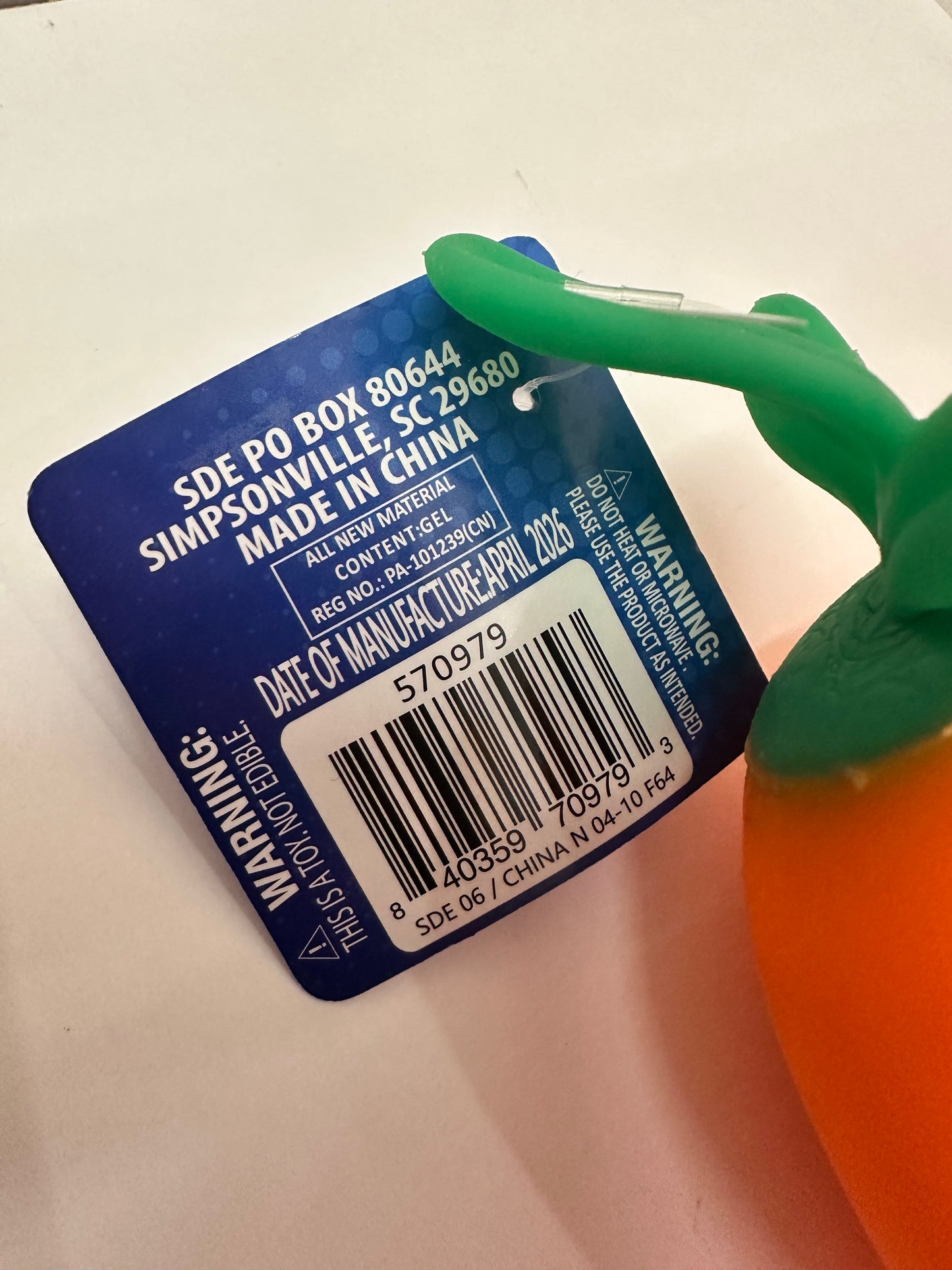 Sunny Days Jumbo Squeezy Carrot Orange Squishy Sensory Stress Fidget Toy NEW