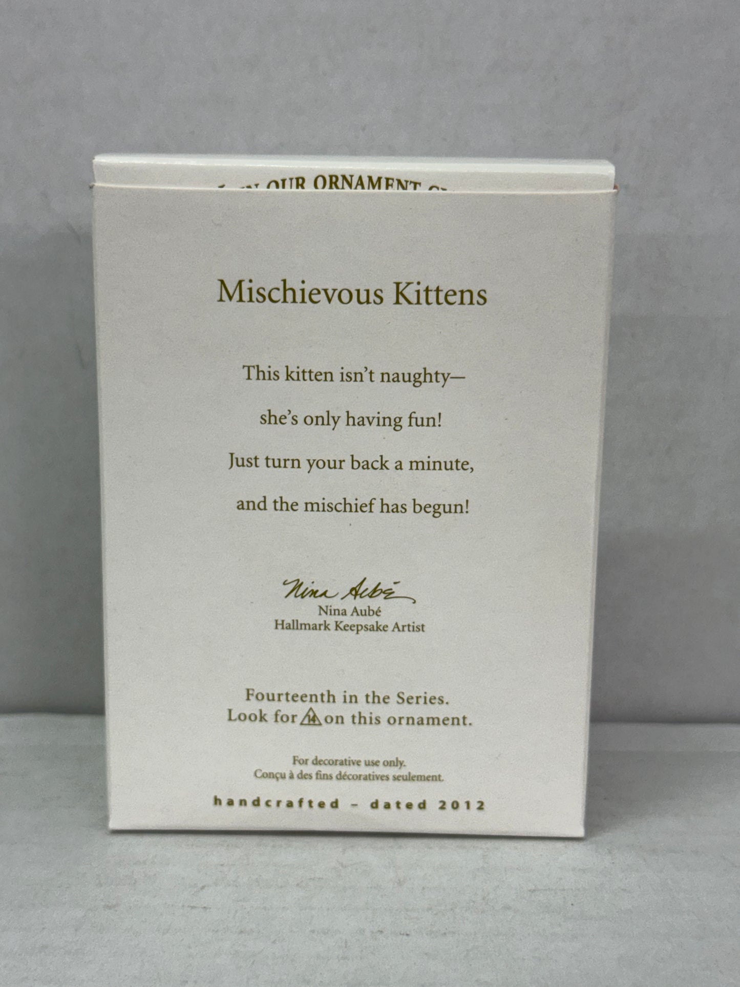 Hallmark Keepsake Ornament 2012 Mischievous Kittens #14 Fishbowl