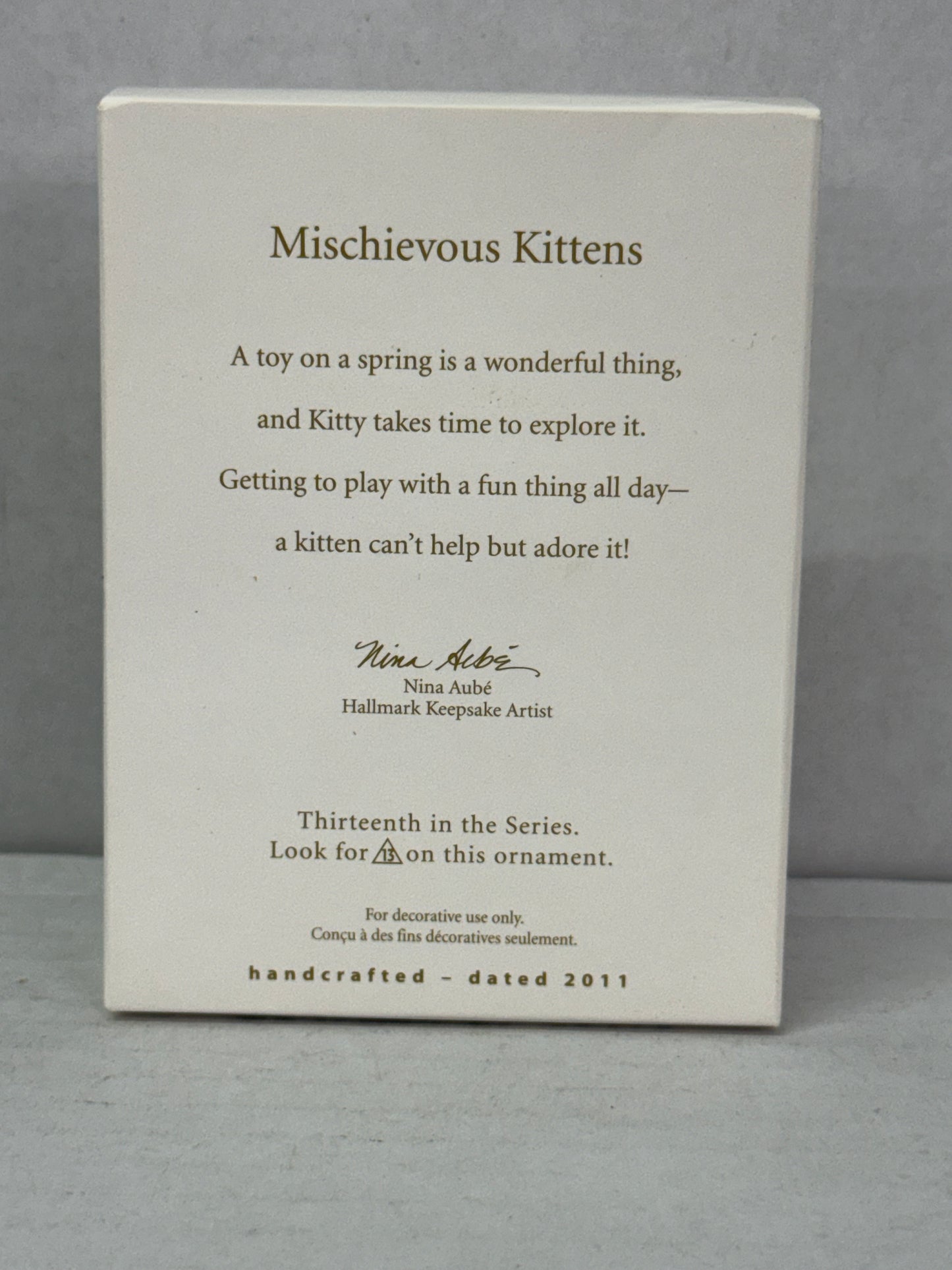 Hallmark 2011 Keepsake Christmas Tree Ornament "Mischievous Kittens" Series #13