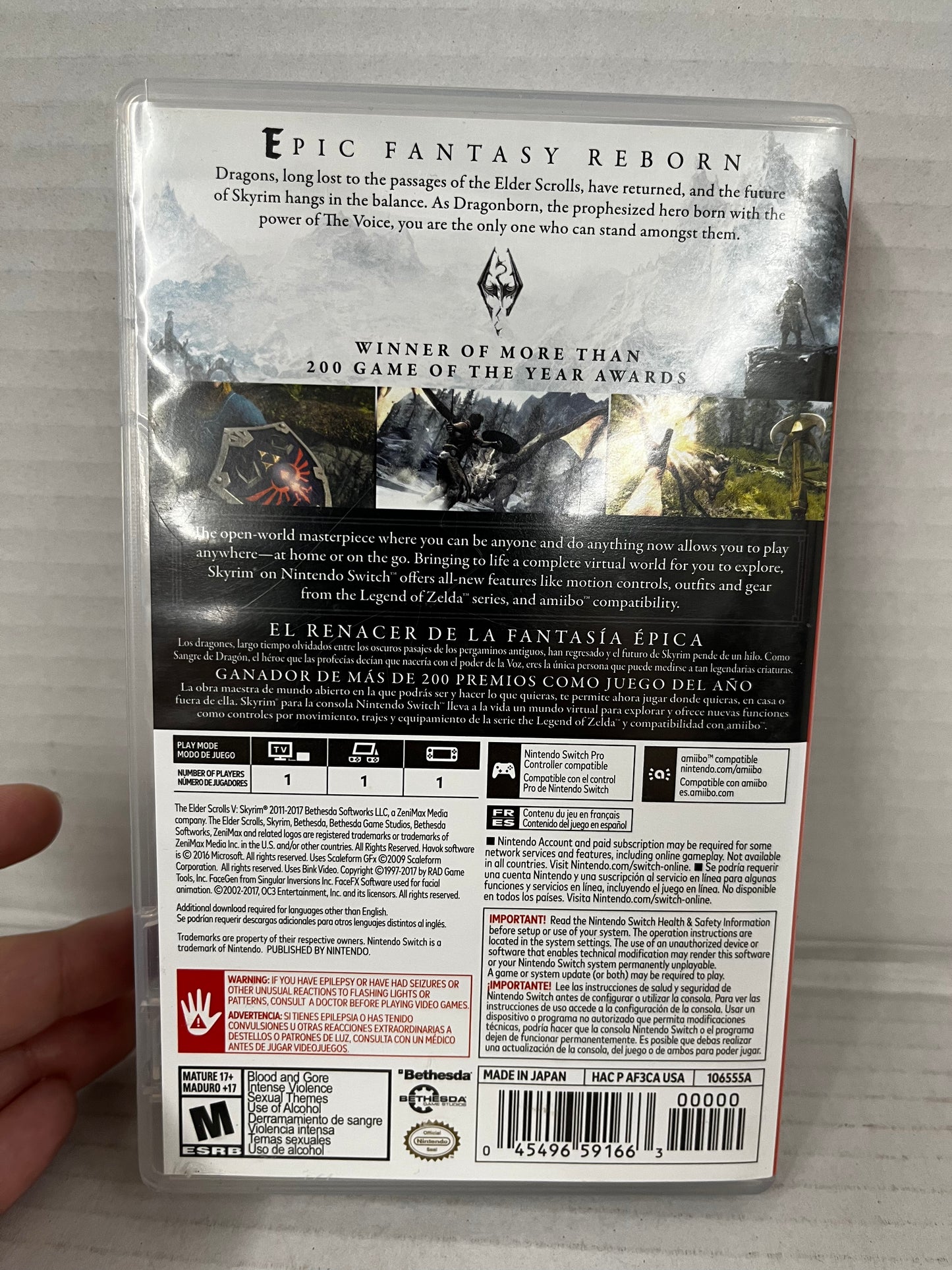 The Elder Scrolls V: Skyrim (Nintendo Switch) No Manual