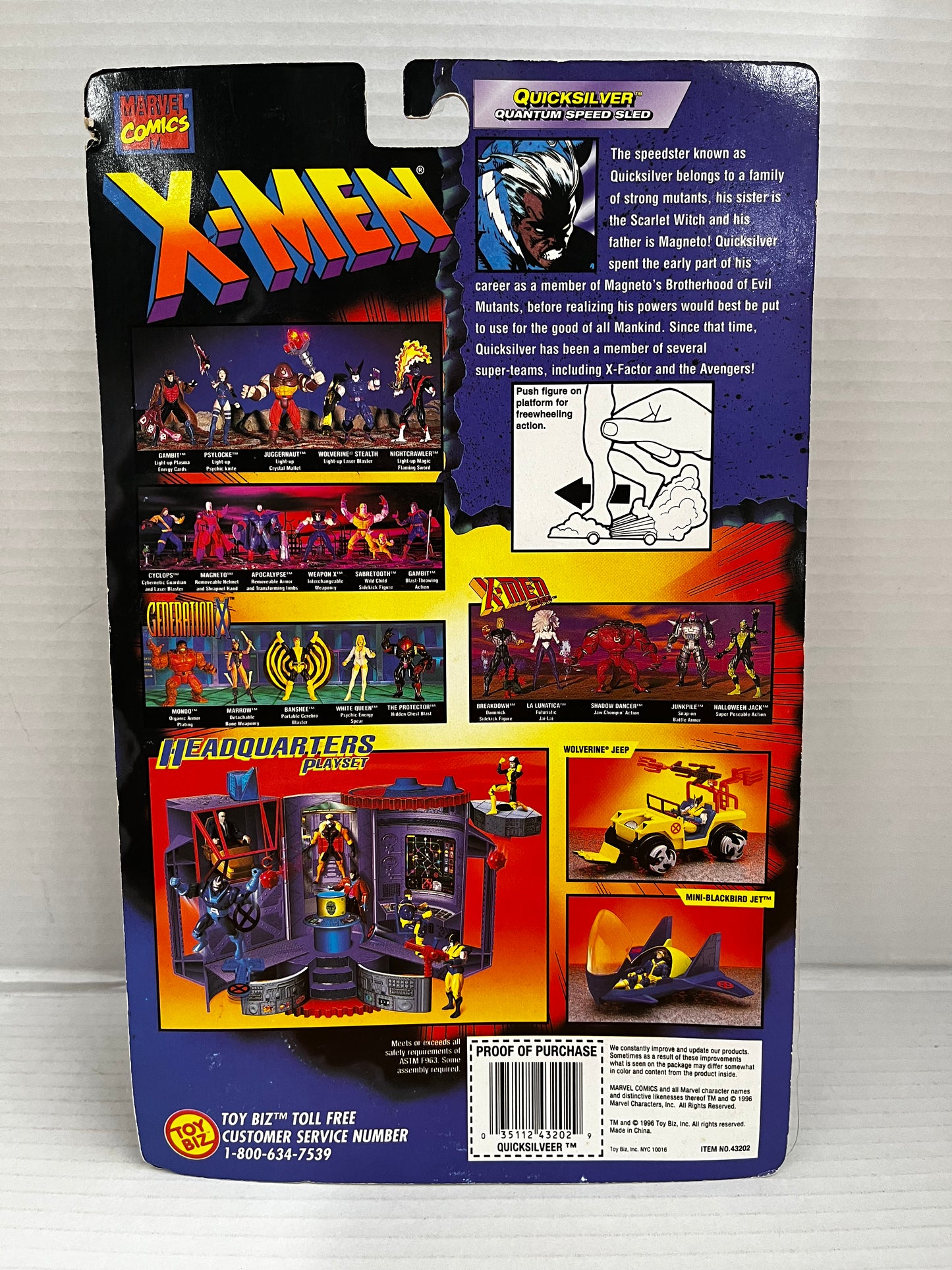 ToyBiz 1996 Marvel X-Men Mutant Armor Quicksilver (Purple) Action Figure