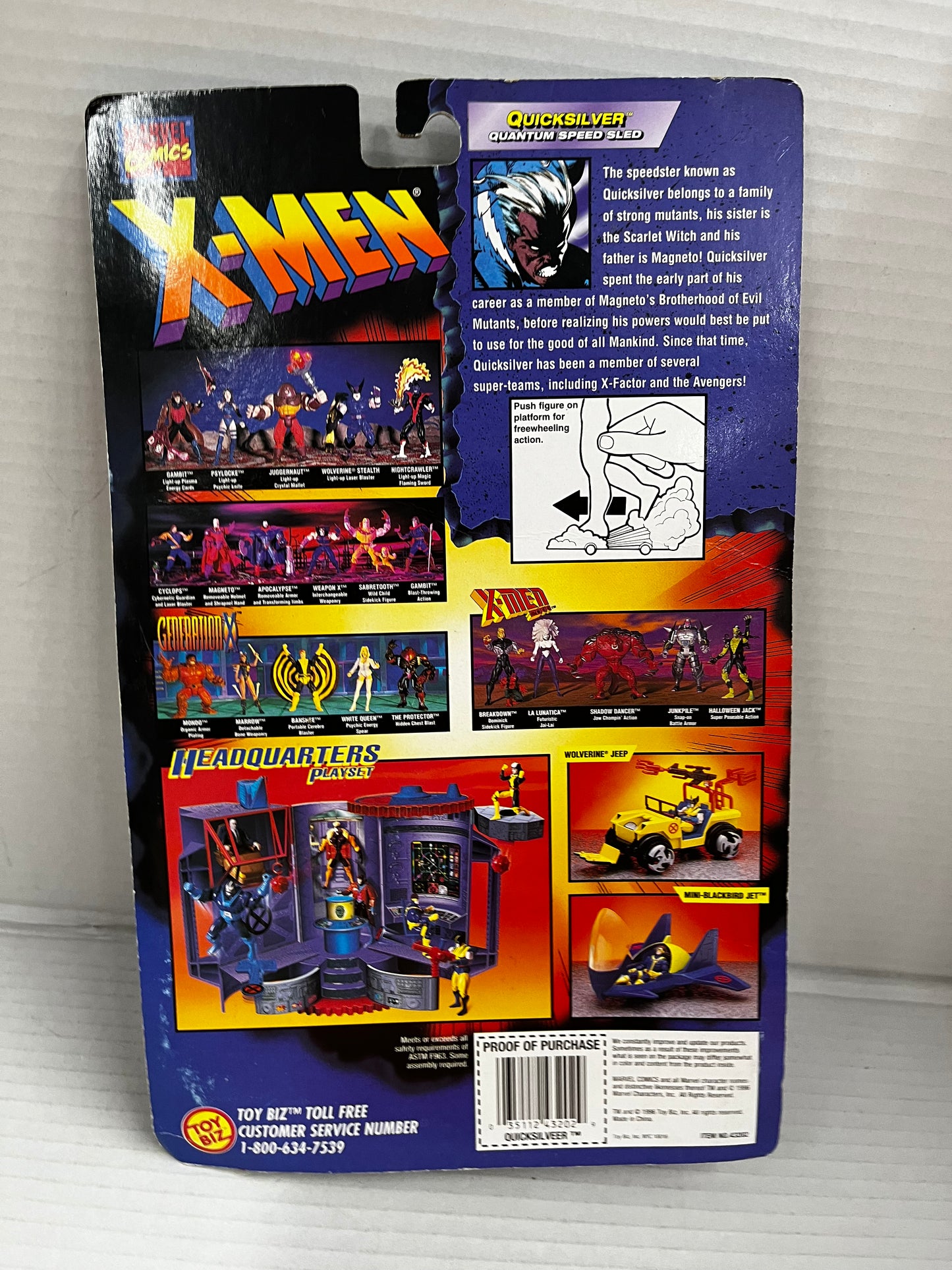 1996 Marvel X-Men Comics Quicksilver Mutant Armor Series Action Figure Toy Biz