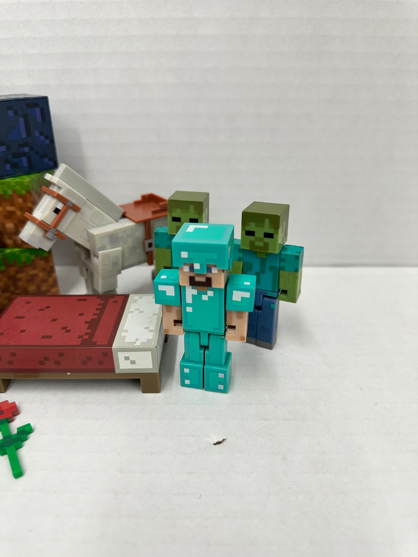 Minecraft 3" Figure Lot - Spider, Steve, Horse, Creepers Etc