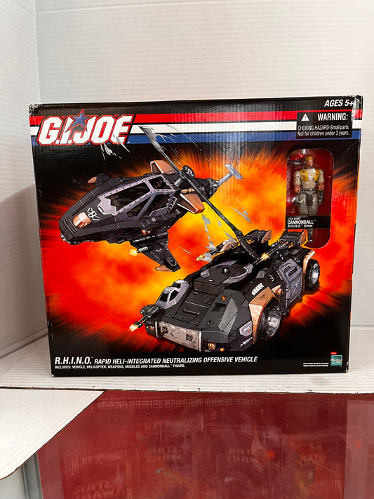 GI Joe RHINO Vehicle 2005 Cobra Hasbro + Cannonball 3.75" Action Figure