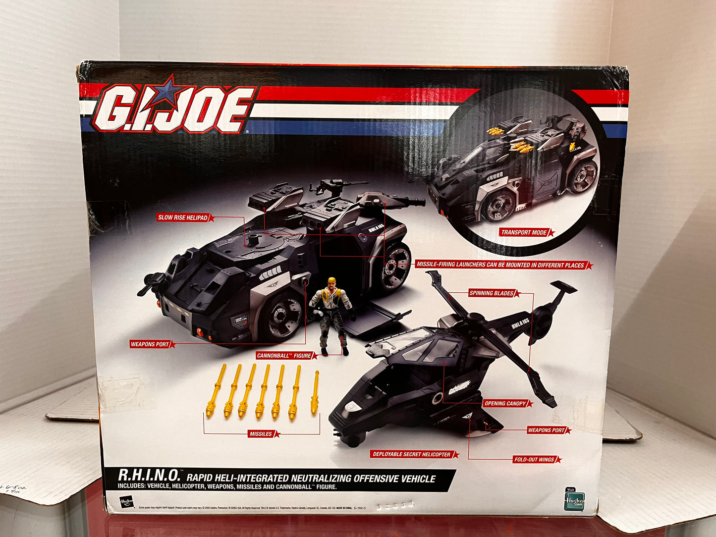 GI Joe RHINO Vehicle 2005 Cobra Hasbro + Cannonball 3.75" Action Figure