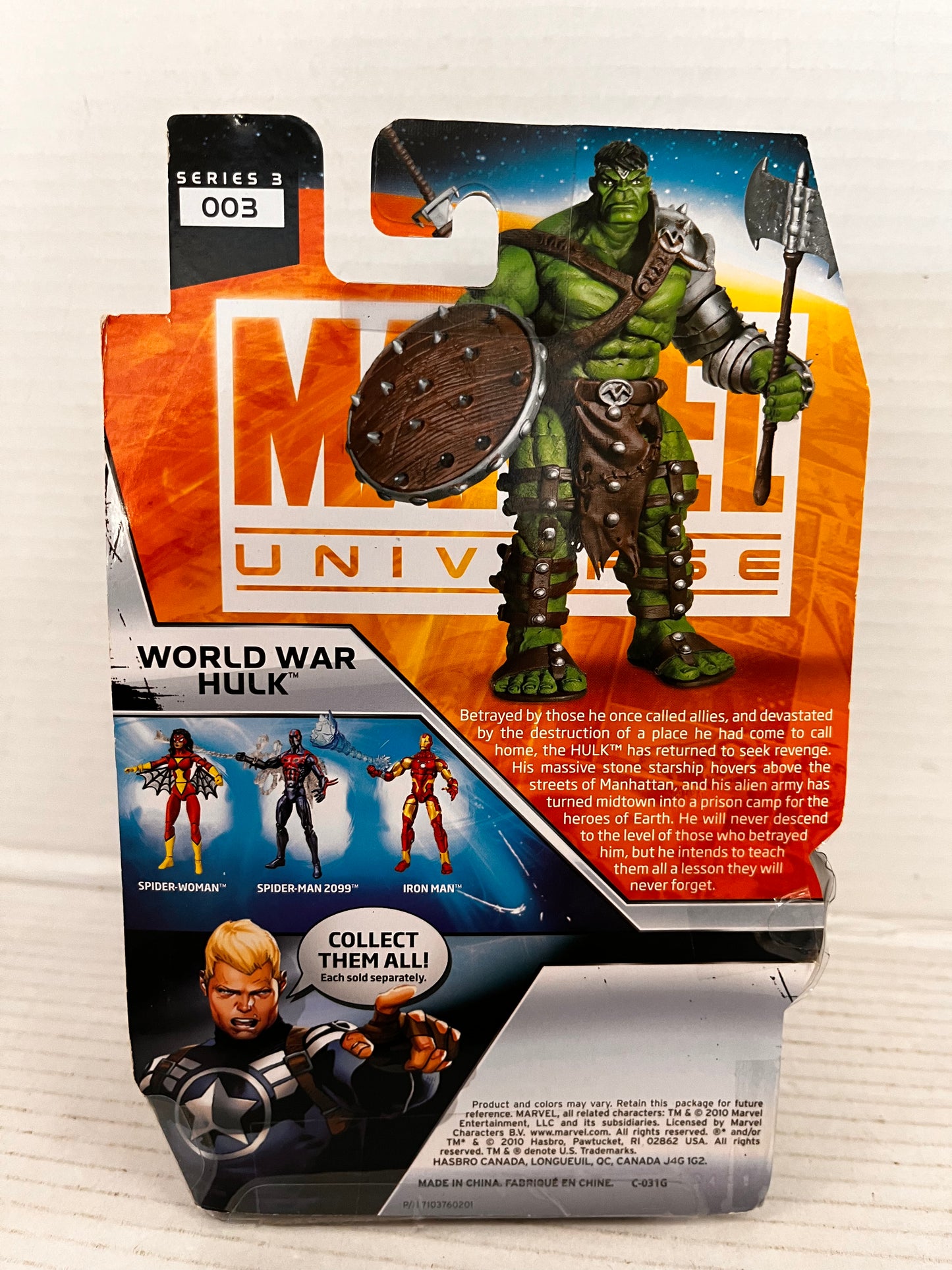 Hasbro MARVEL UNIVERSE Series #003 WORLD WAR HULK 3.75" Action Figure 2010