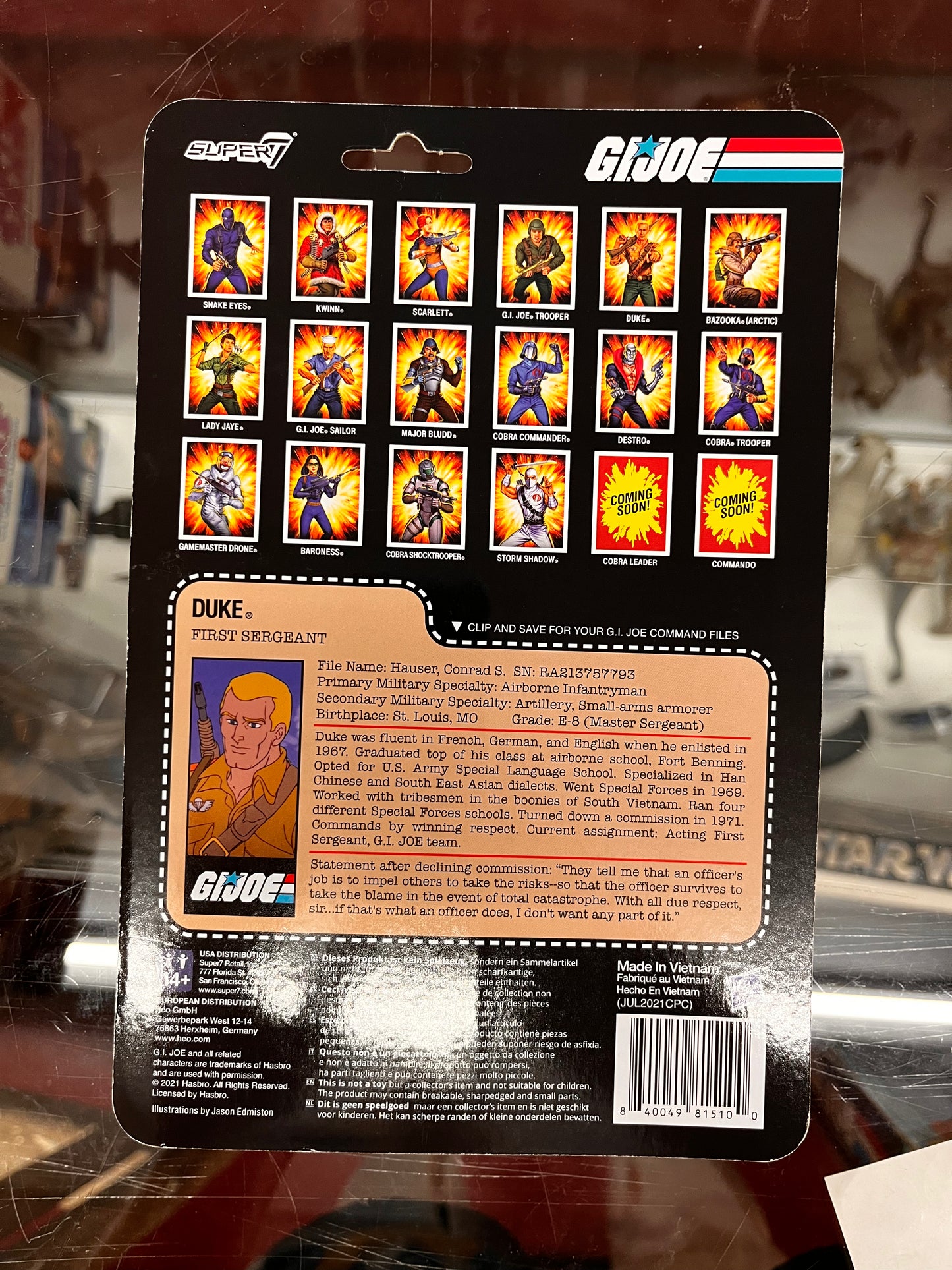 GI JOE Duke First Sergeant 3.75" INCH REACTION FIGURE NEW Super 7