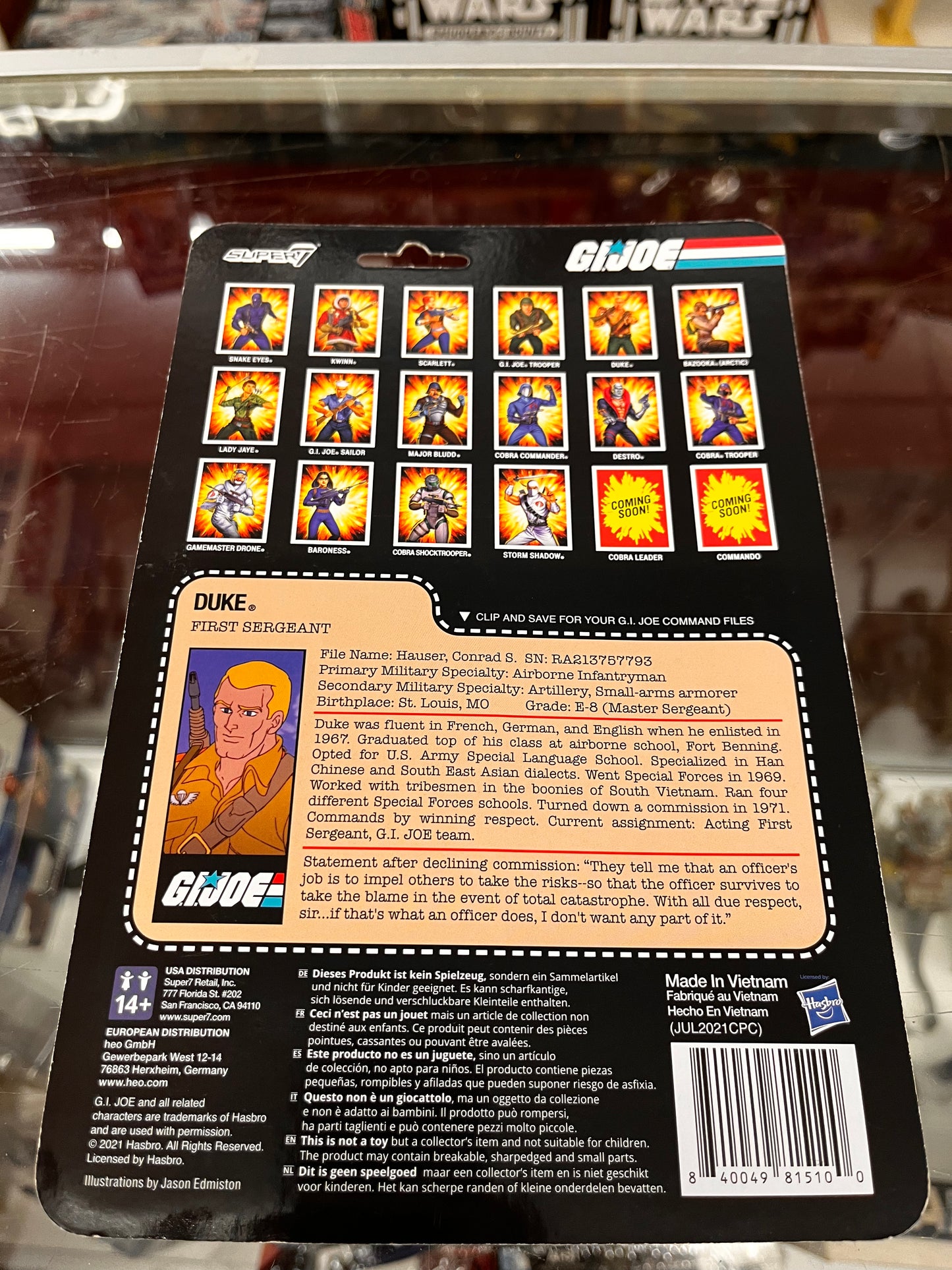 GI JOE Duke First Sergeant 3.75" INCH REACTION FIGURE NEW Super 7